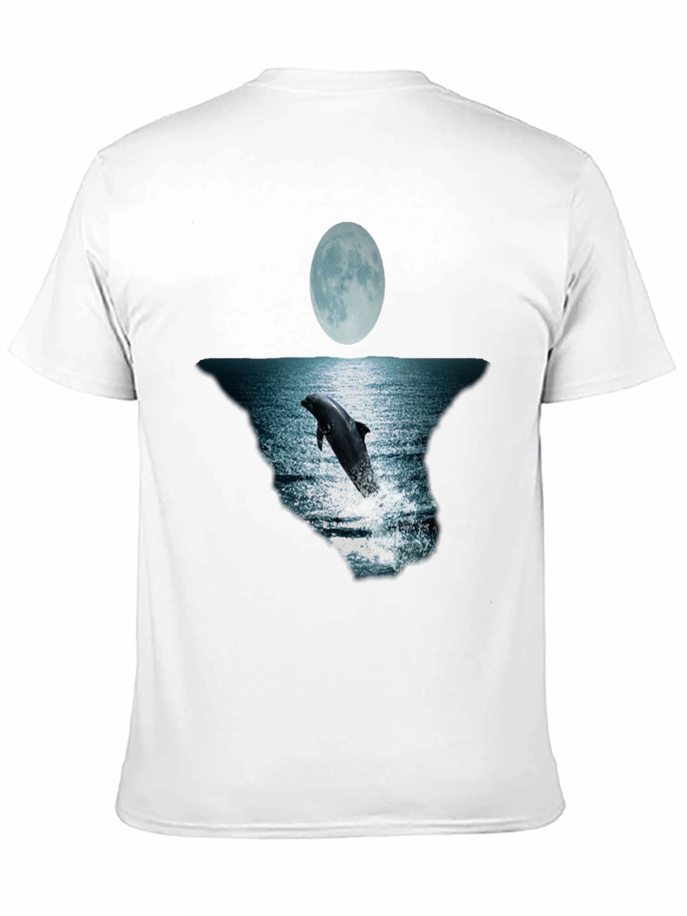 Dolphin Moon Graphic Tee - Black Cotton T-Shirt