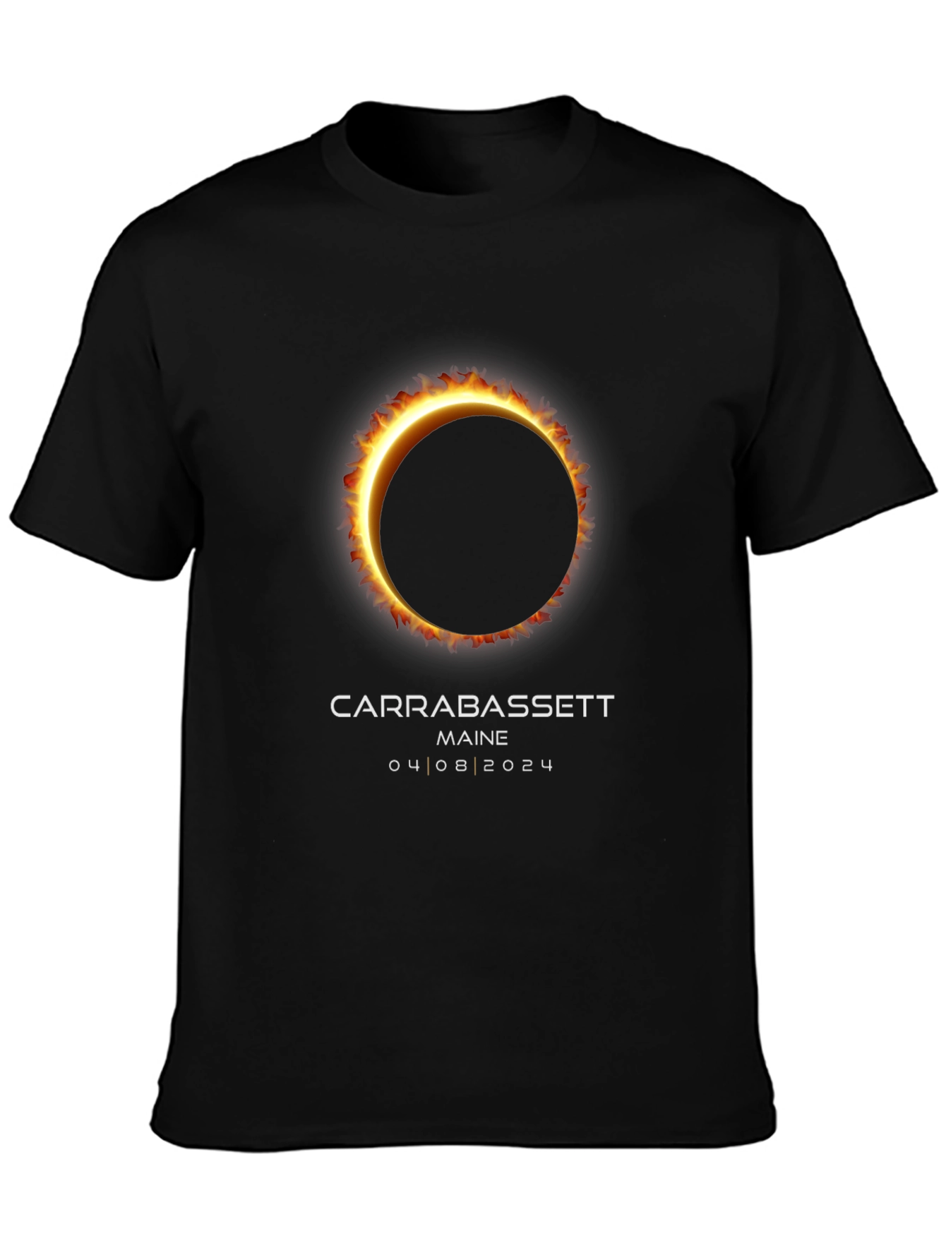 Carrabassett Maine 2024 Solar Eclipse Black T-Shirt