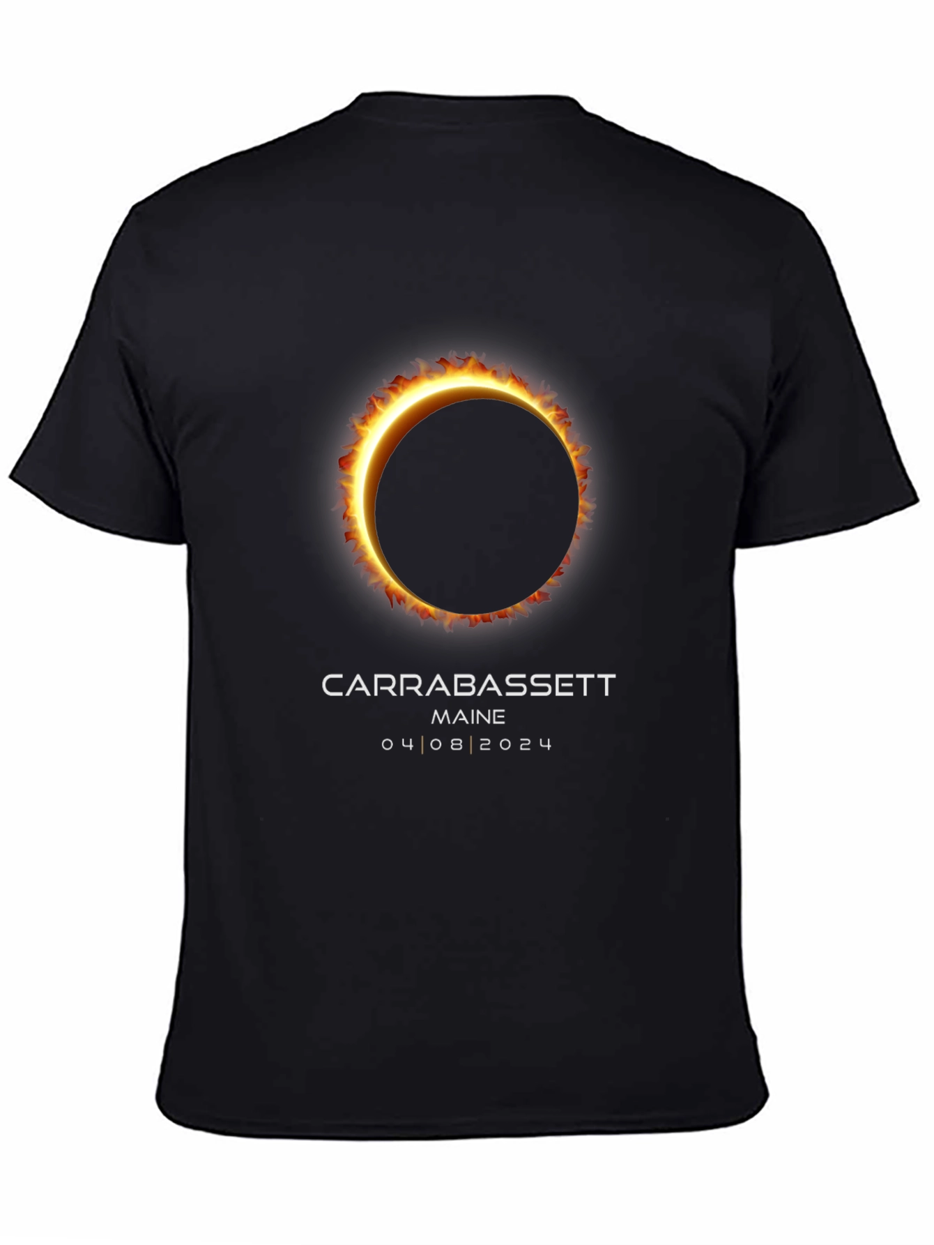 Carrabassett Maine 2024 Solar Eclipse Black T-Shirt