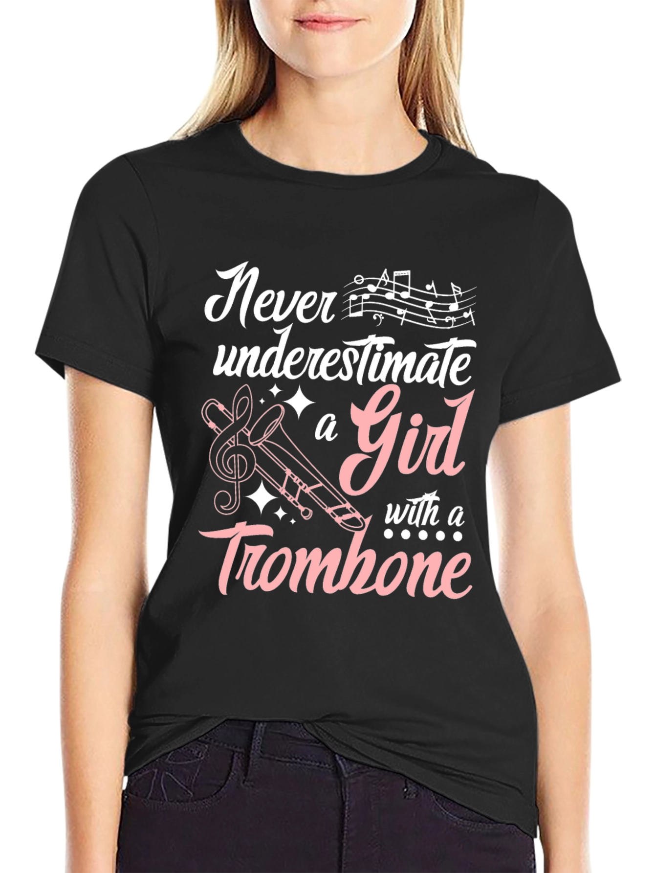 Never Underestimate a Girl with a Trombone T-Shirt