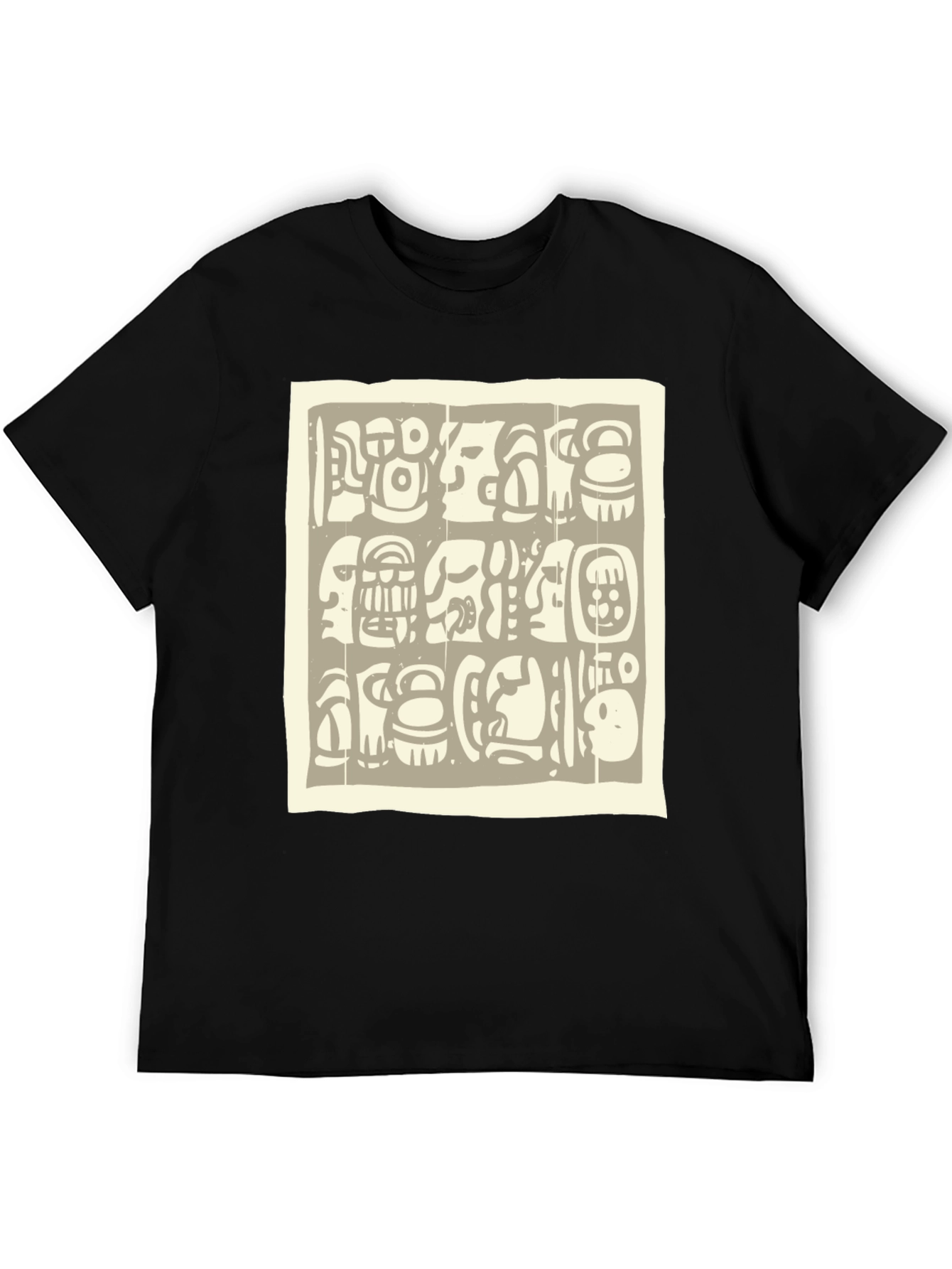 Aztec Glyph Graphic Print Black T-Shirt