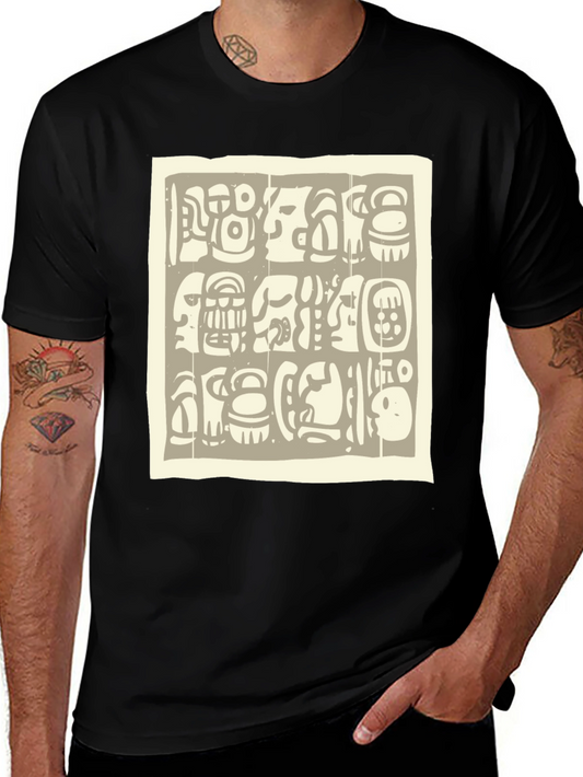 Aztec Glyph Graphic Print Black T-Shirt