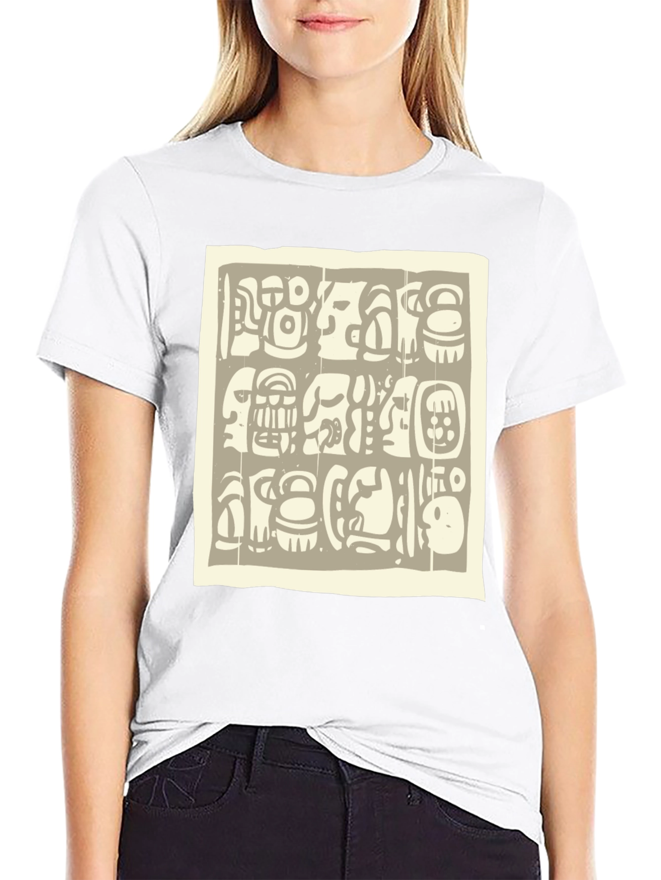 Aztec Glyph Graphic Print Black T-Shirt