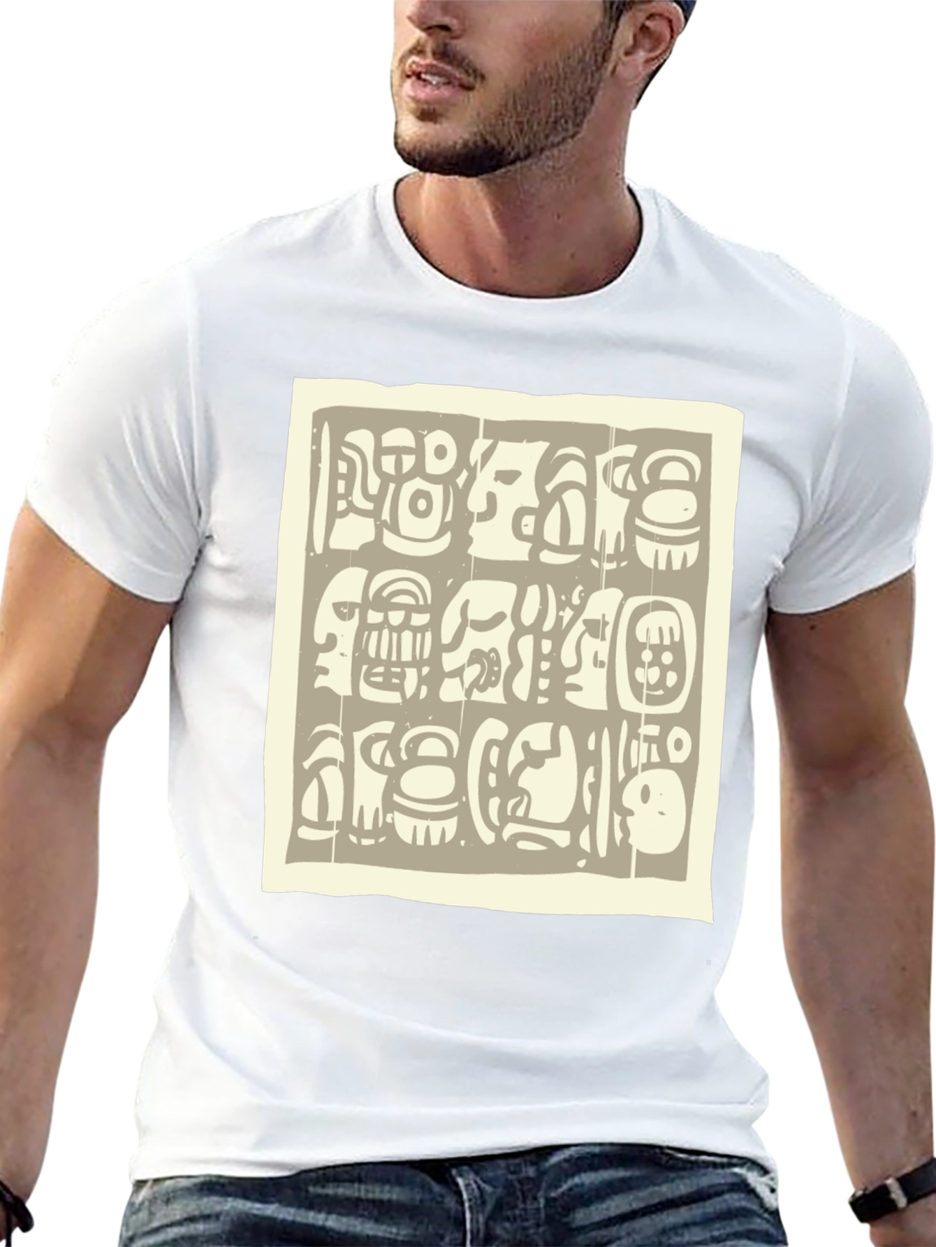 Aztec Glyph Graphic Print Black T-Shirt