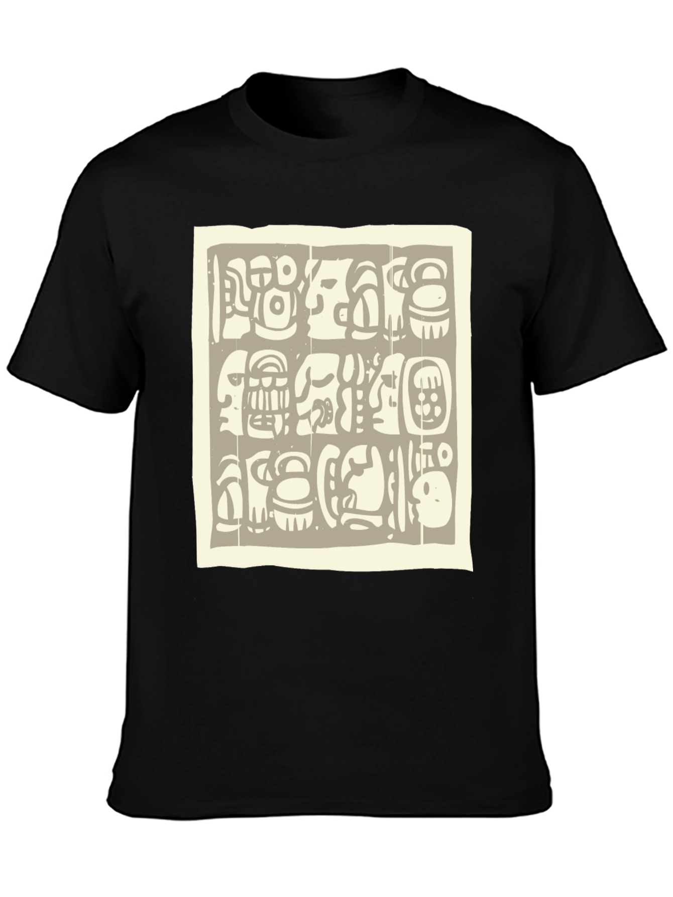 Aztec Glyph Graphic Print Black T-Shirt