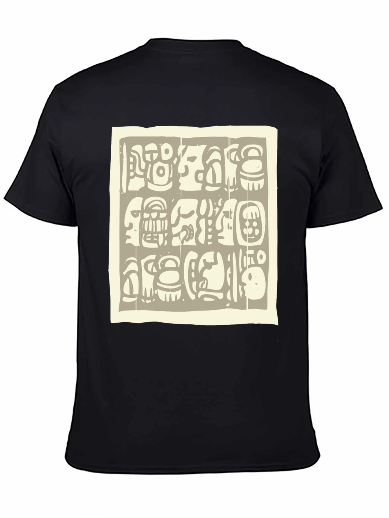 Aztec Glyph Graphic Print Black T-Shirt