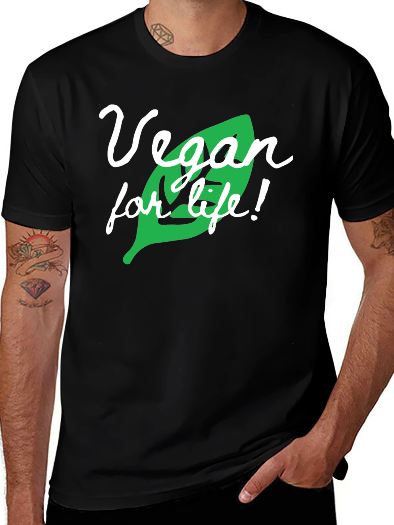 Vegan for Life Graphic T-Shirt - Black
