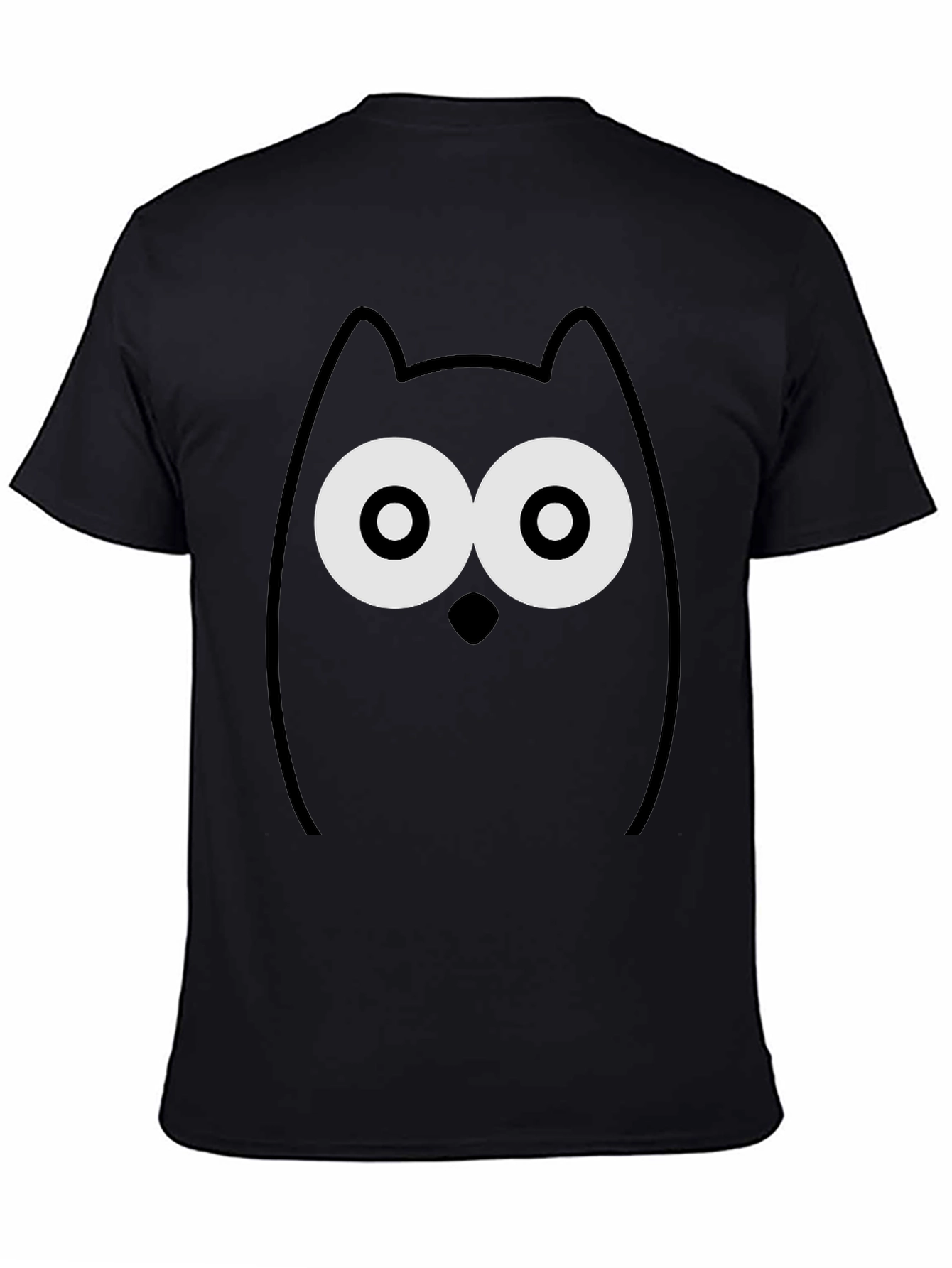 Funny Cartoon Owl Graphic Tee - Black T-Shirt