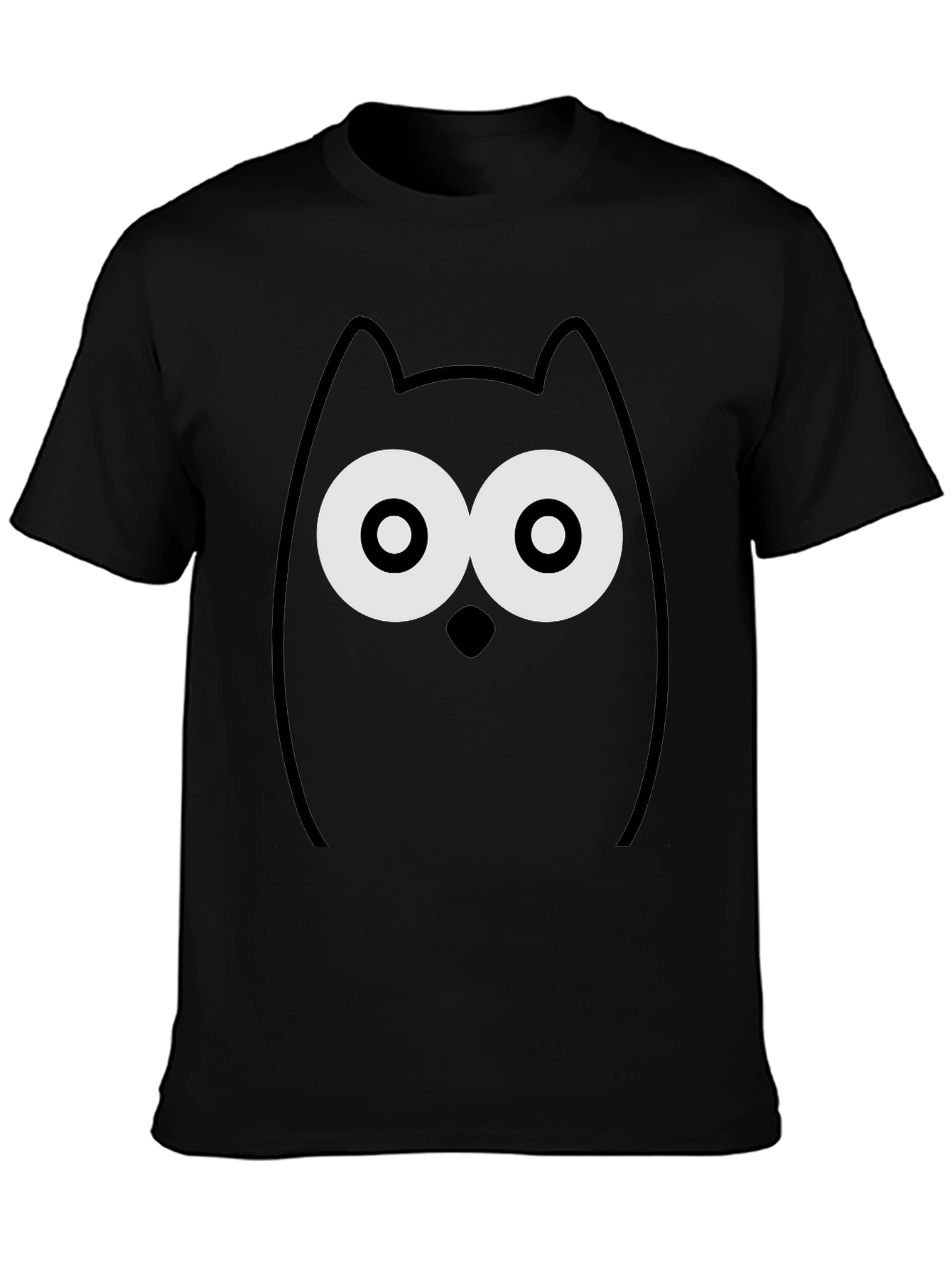 Funny Cartoon Owl Graphic Tee - Black T-Shirt