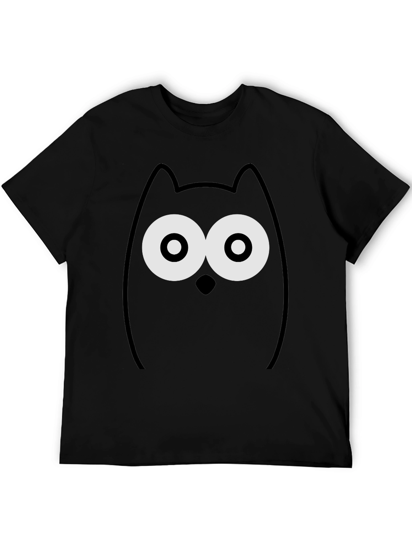 Funny Cartoon Owl Graphic Tee - Black T-Shirt