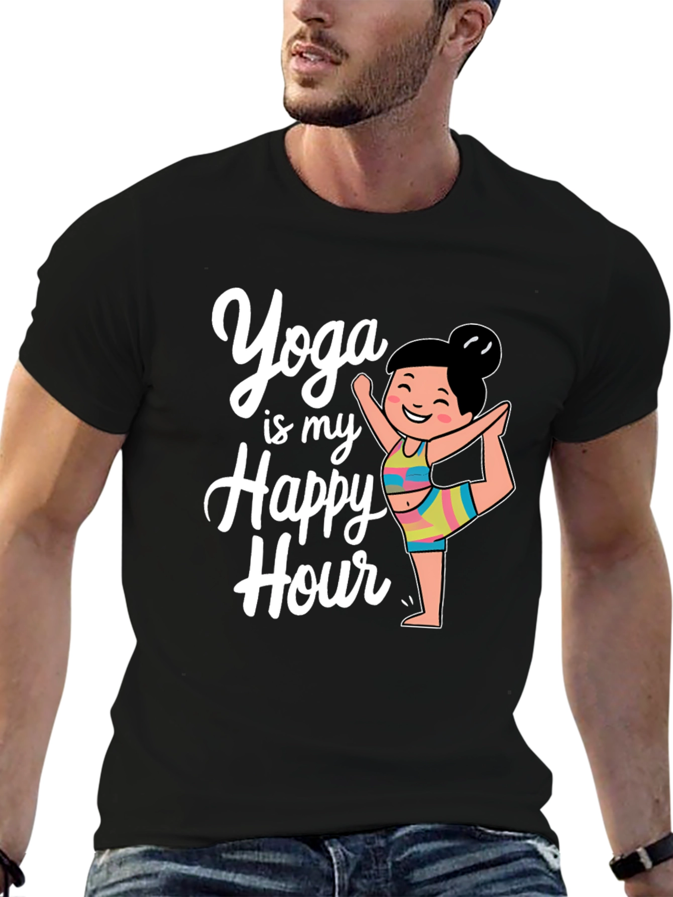 Yoga Happy Hour Black T-Shirt