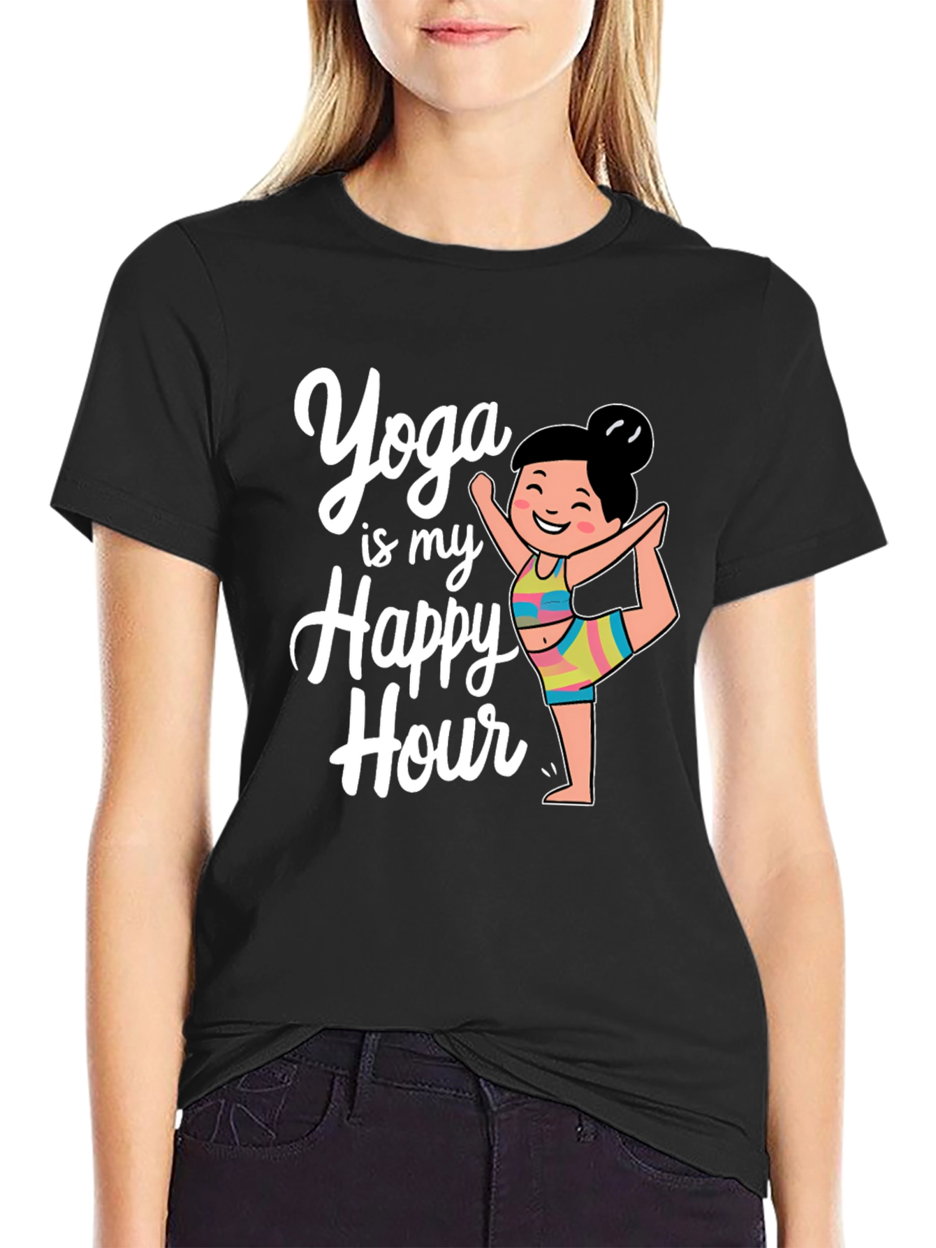 Yoga Happy Hour Black T-Shirt