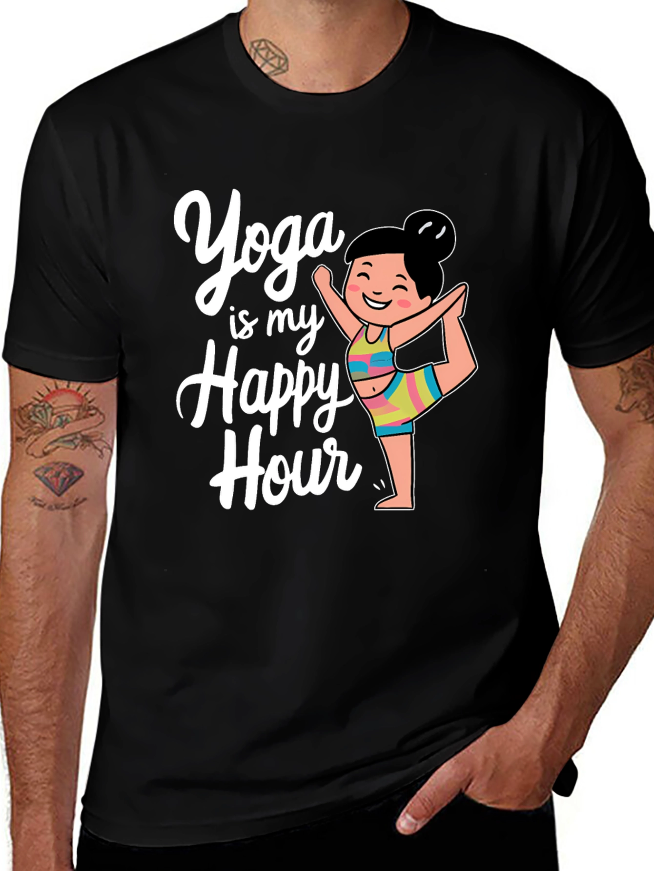 Yoga Happy Hour Black T-Shirt