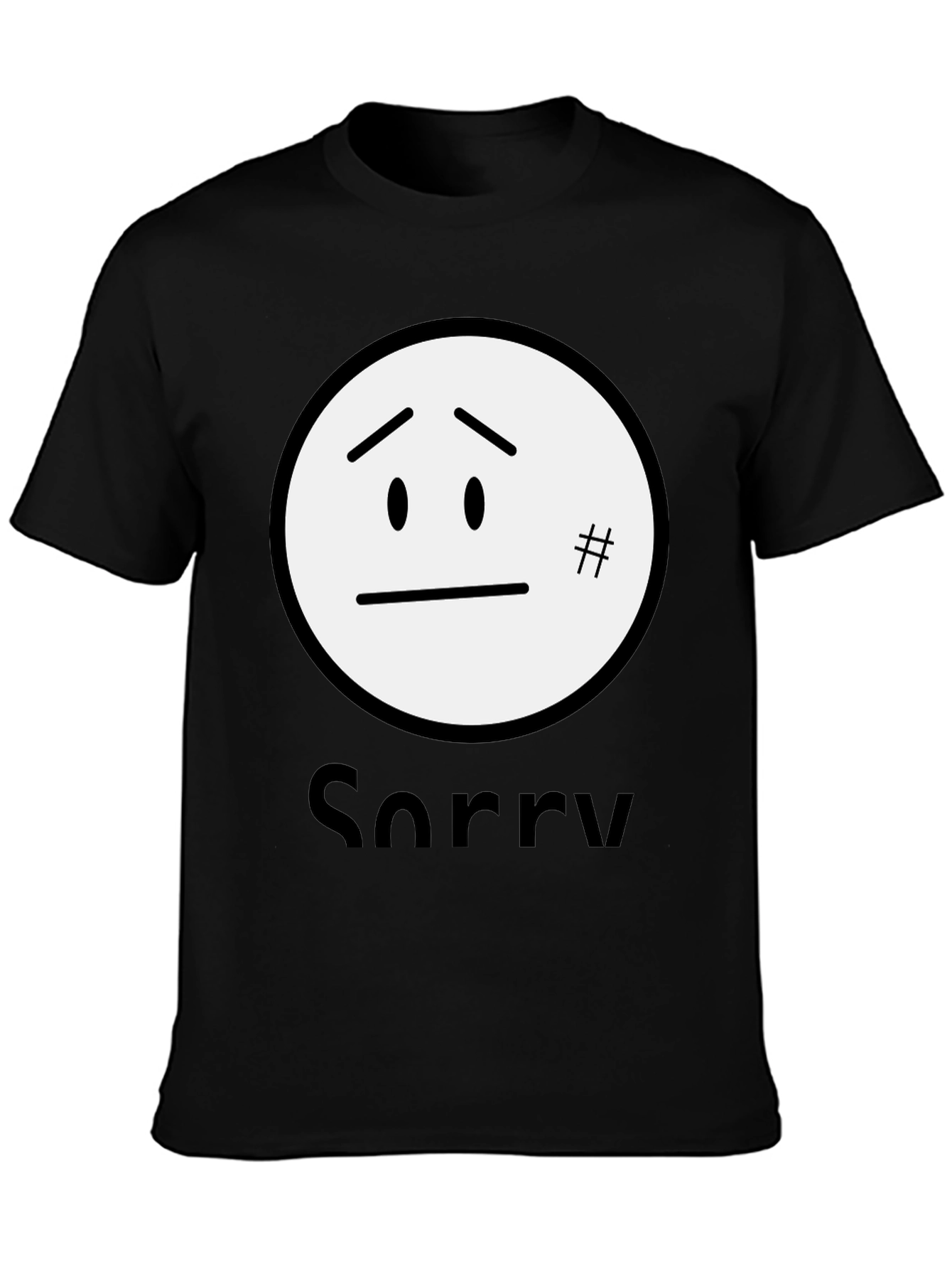 Sorry Face Graphic Tee - Black Cotton Blend