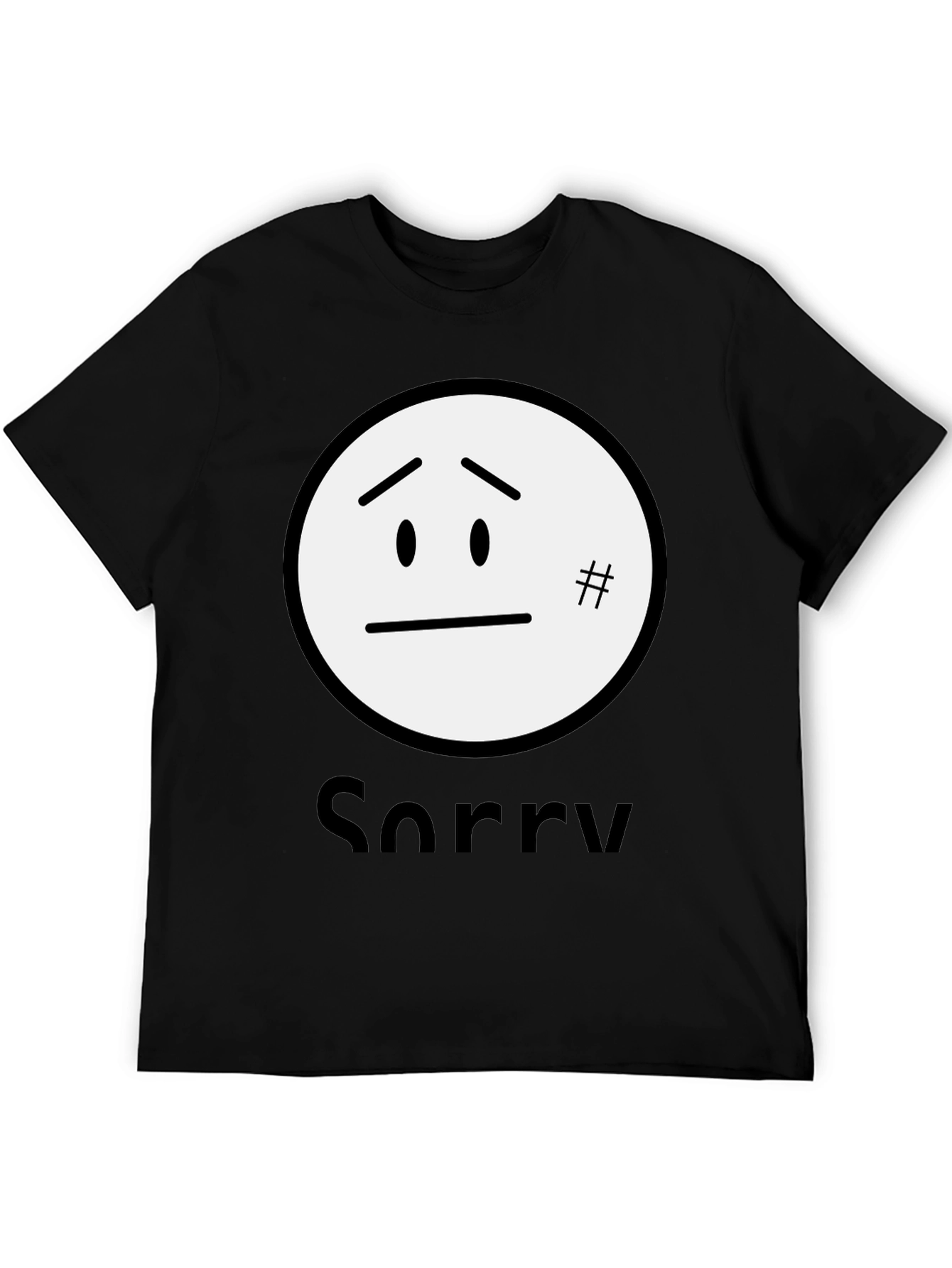 Sorry Face Graphic Tee - Black Cotton Blend