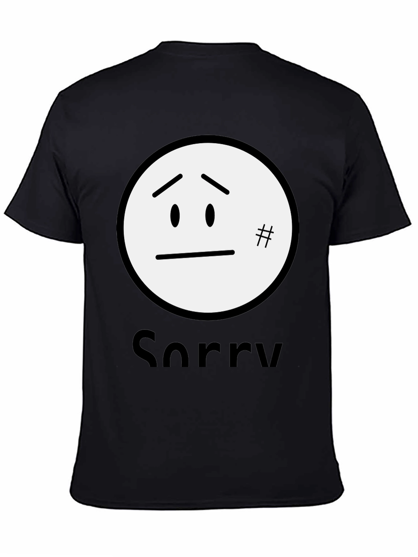 Sorry Face Graphic Tee - Black Cotton Blend