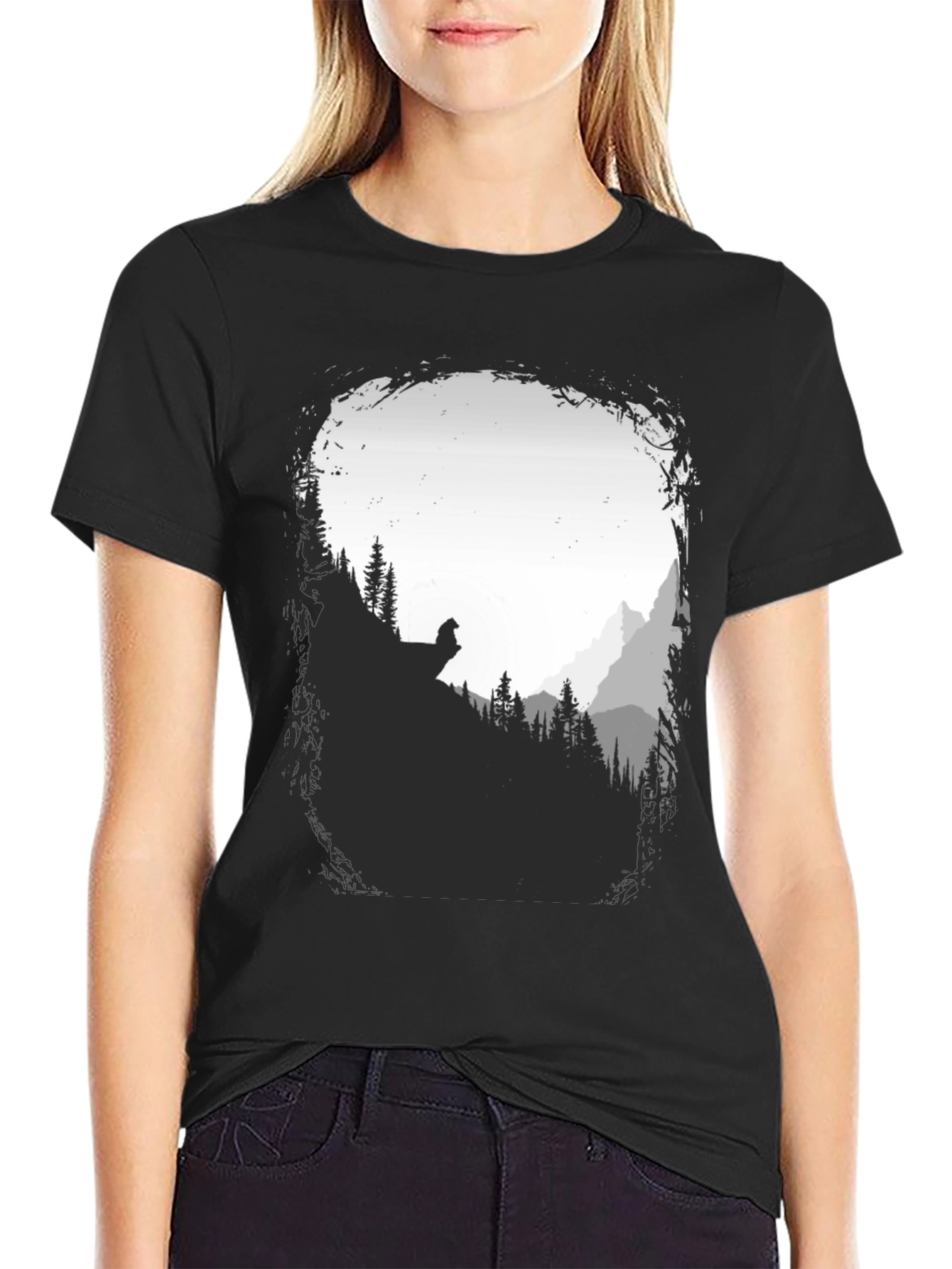 Nature Scene Graphic T-Shirt - Black