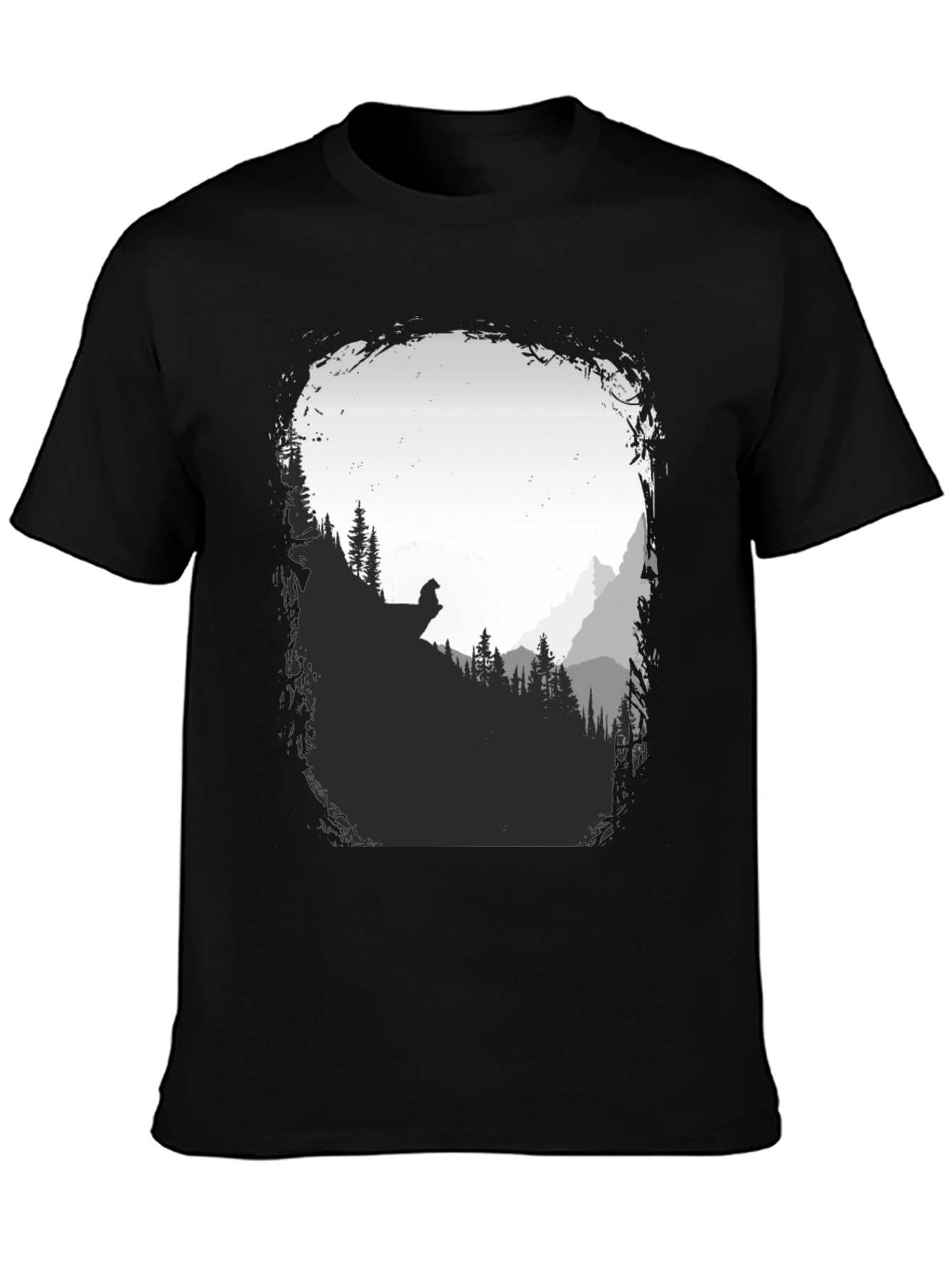 Nature Scene Graphic T-Shirt - Black