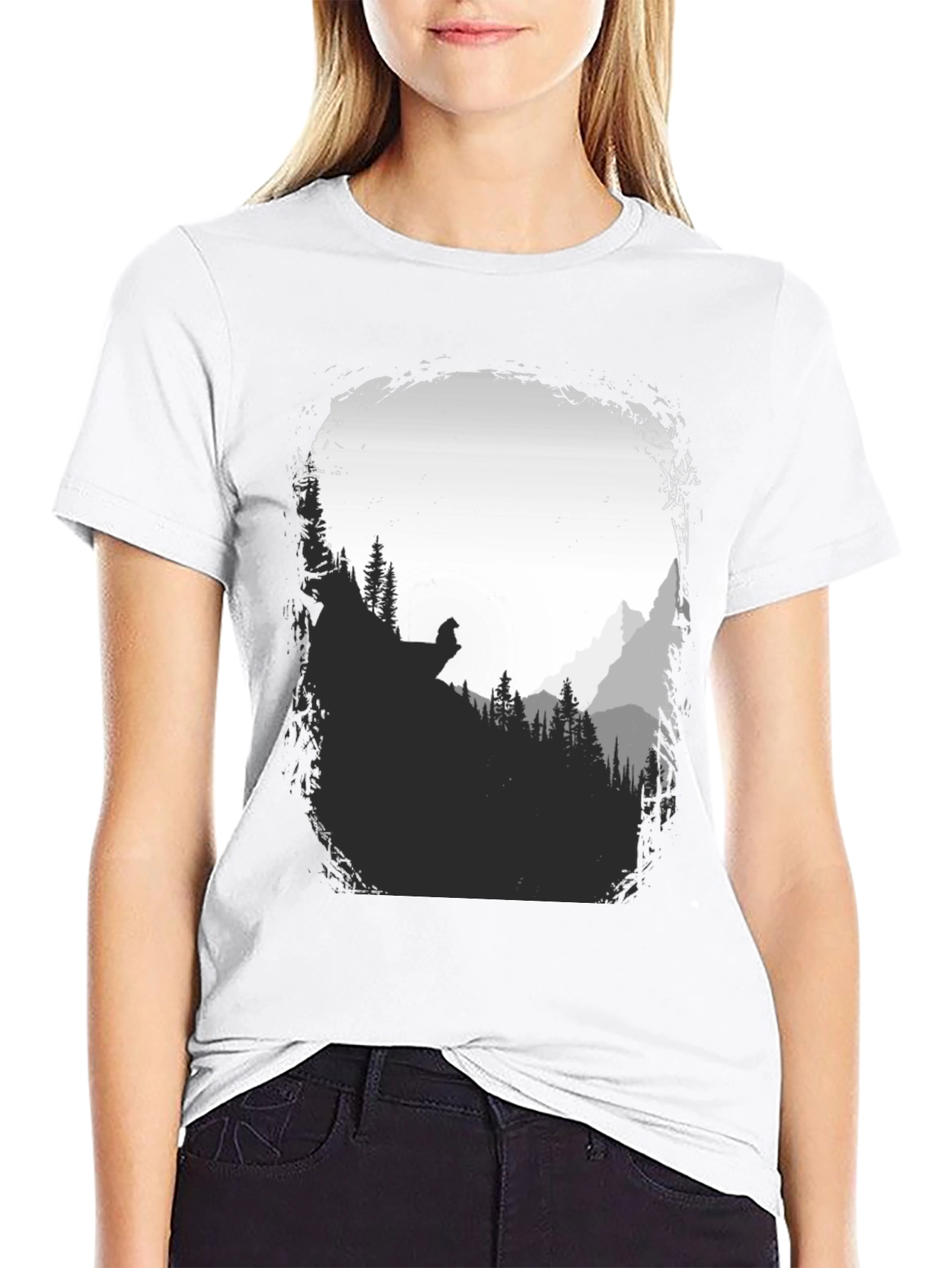 Nature Scene Graphic T-Shirt - Black