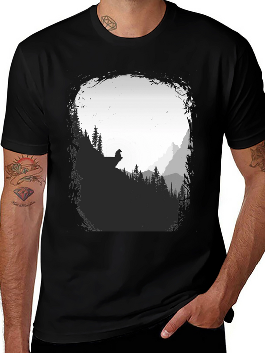 Nature Scene Graphic T-Shirt - Black