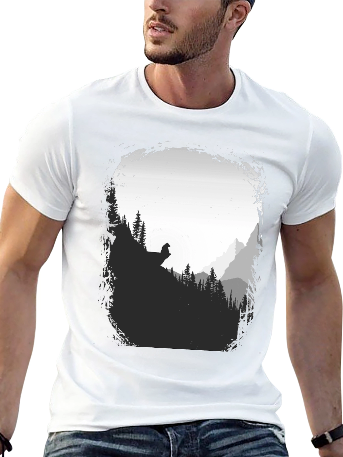 Nature Scene Graphic T-Shirt - Black