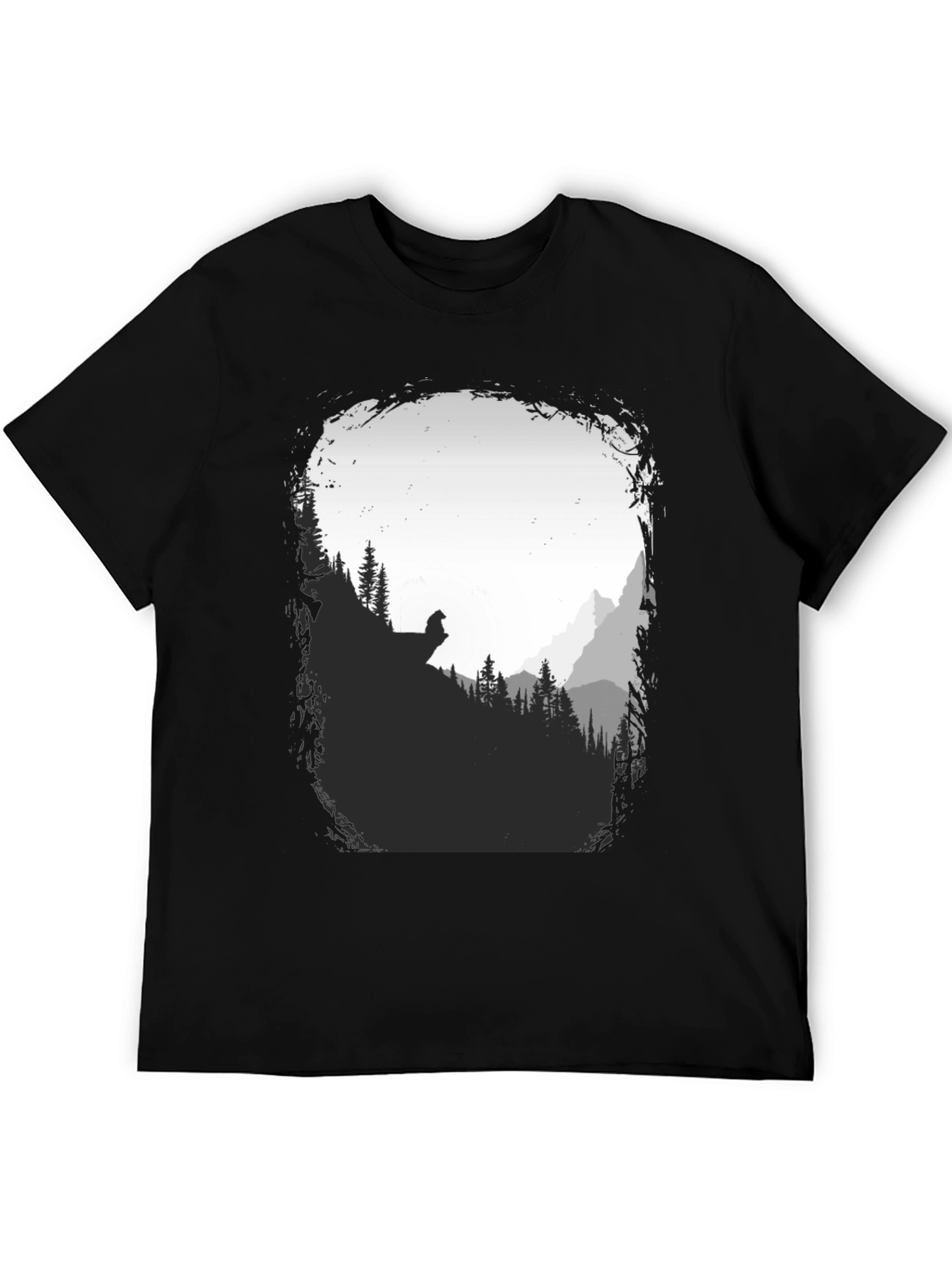 Nature Scene Graphic T-Shirt - Black