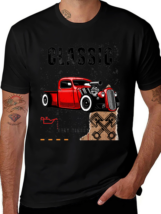 Classic Car T-Shirt - Black Hot Rod Design