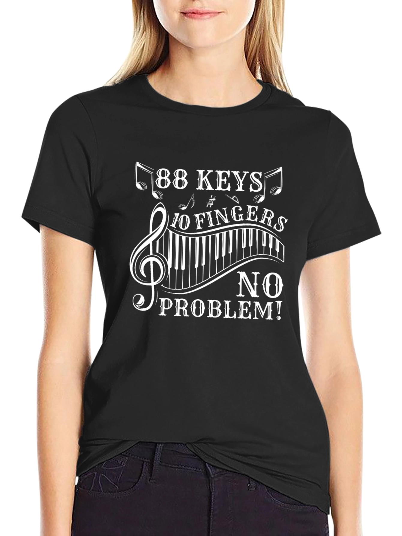 88 Keys 10 Fingers No Problem Black T-Shirt