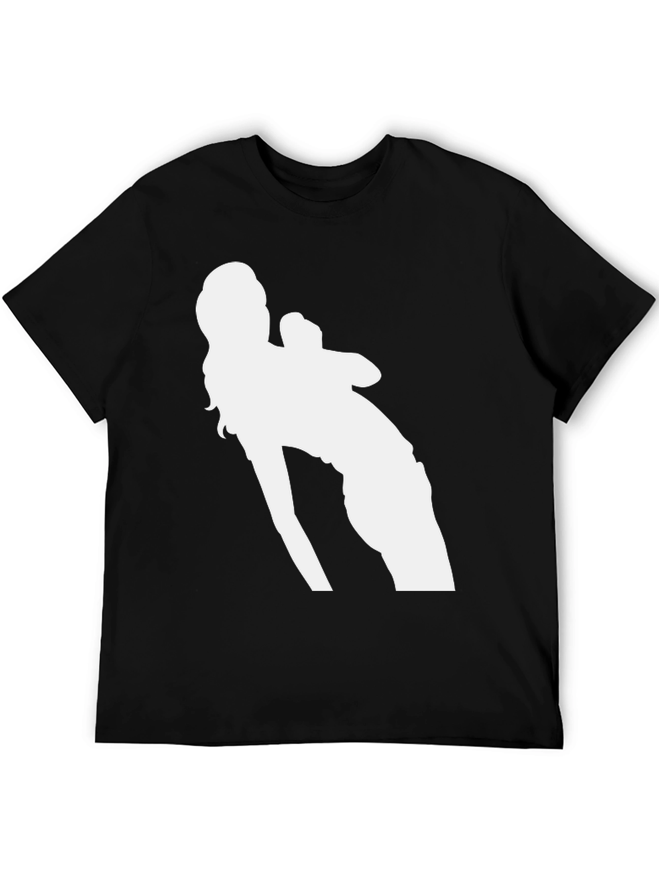 Black Graphic Tee - White Silhouette Design