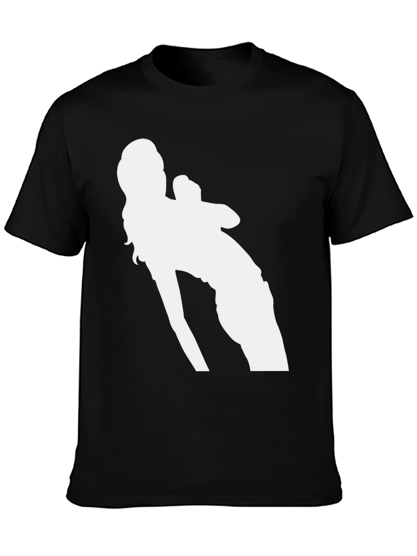 Black Graphic Tee - White Silhouette Design