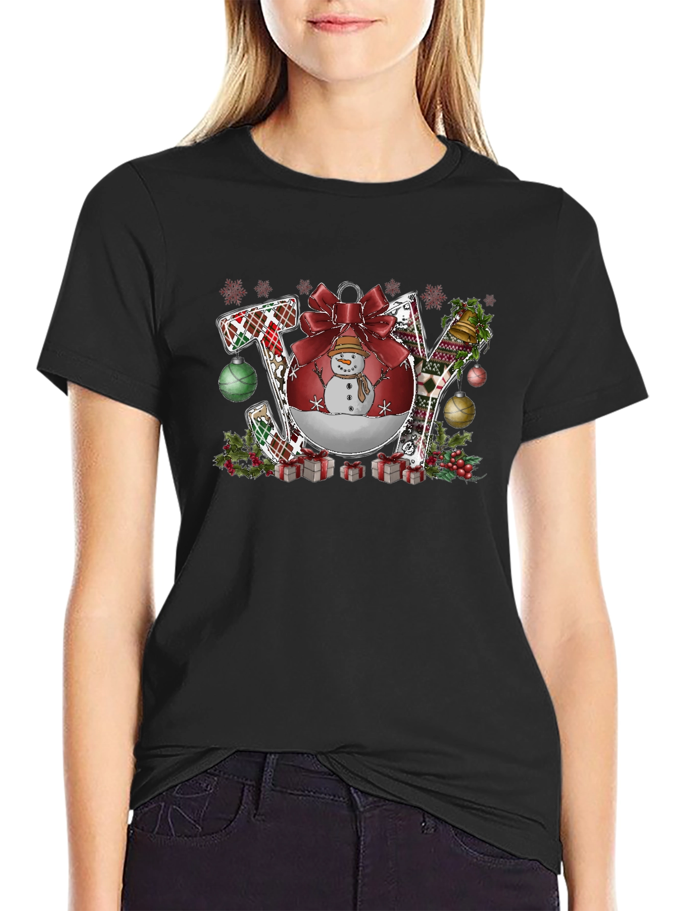Joy Christmas Graphic Tee - Holiday Shirt