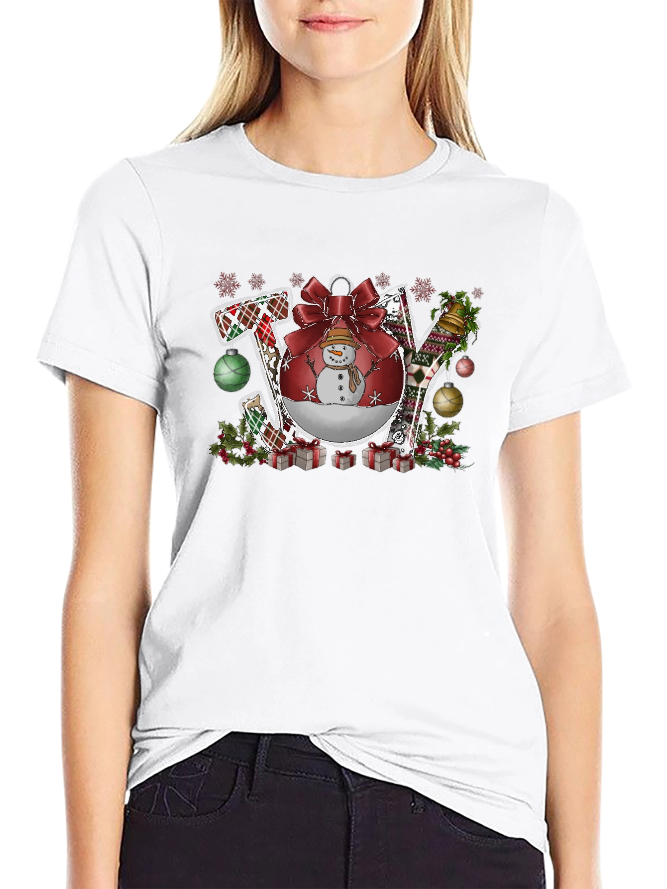 Joy Christmas Graphic Tee - Holiday Shirt