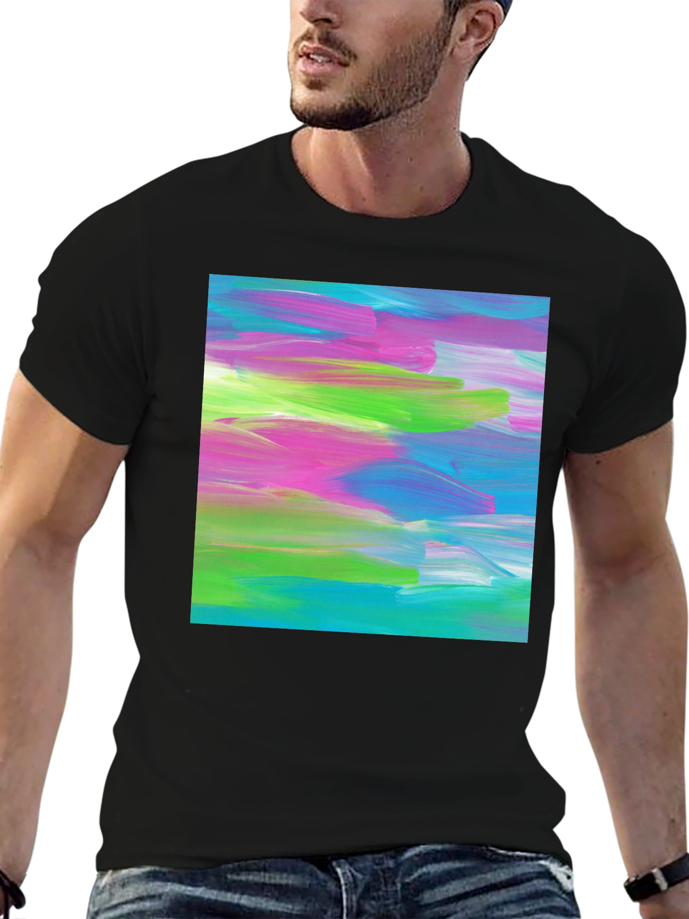 Abstract Art Graphic Tee - Modern Brushstroke T-Shirt