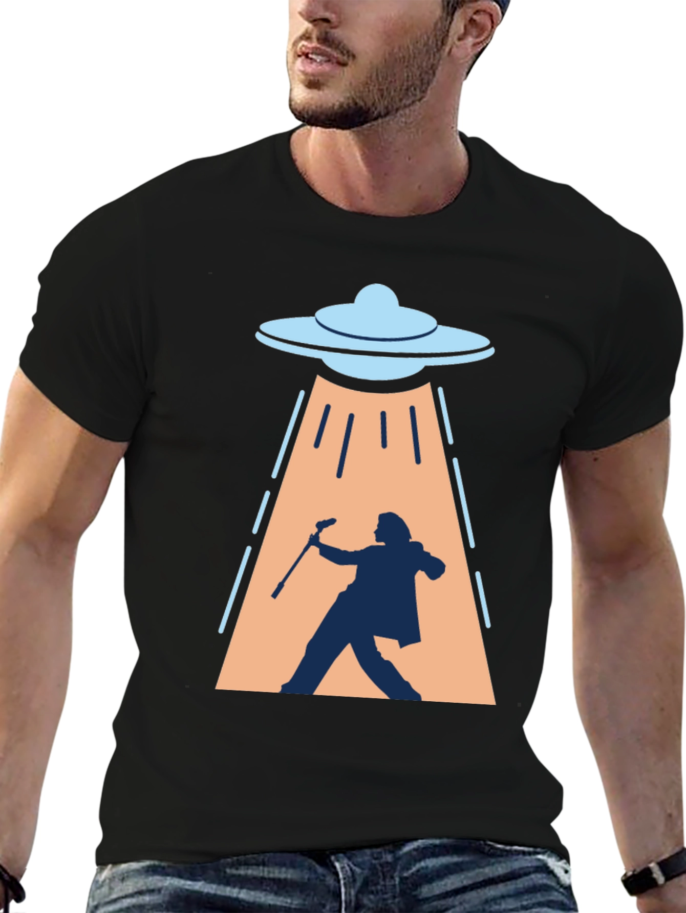 UFO Abduction T-Shirt: Silhouette Design