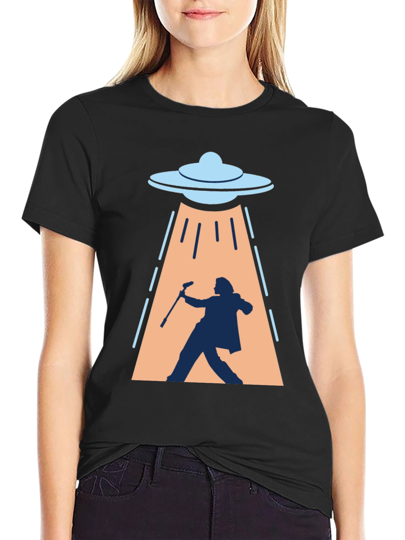 UFO Abduction T-Shirt: Silhouette Design