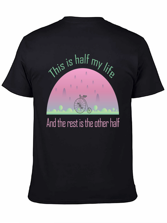 Half My Life Bicycle Graphic Tee - Black Cotton Blend