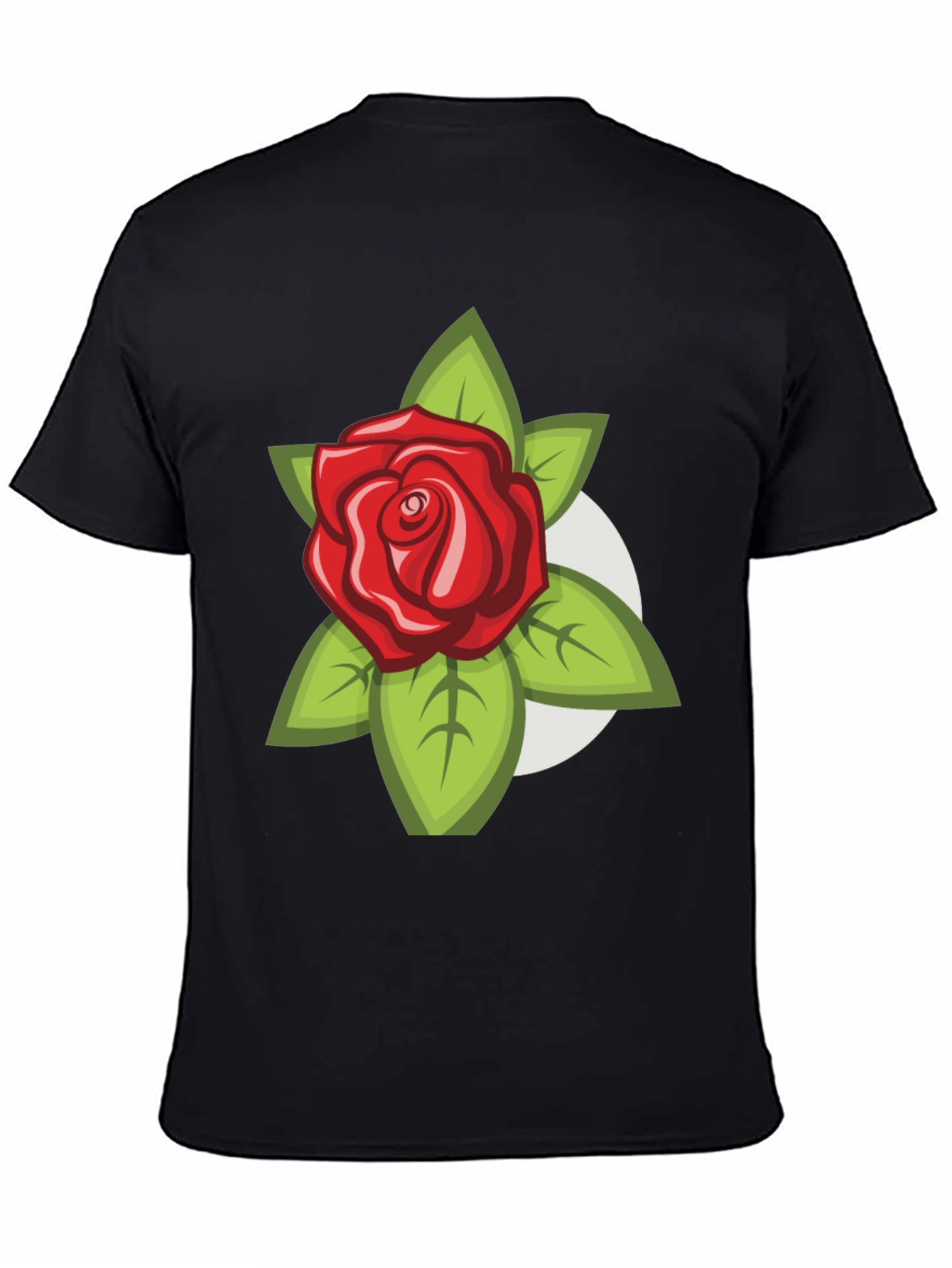 Mens Black T-Shirt with Rose Design