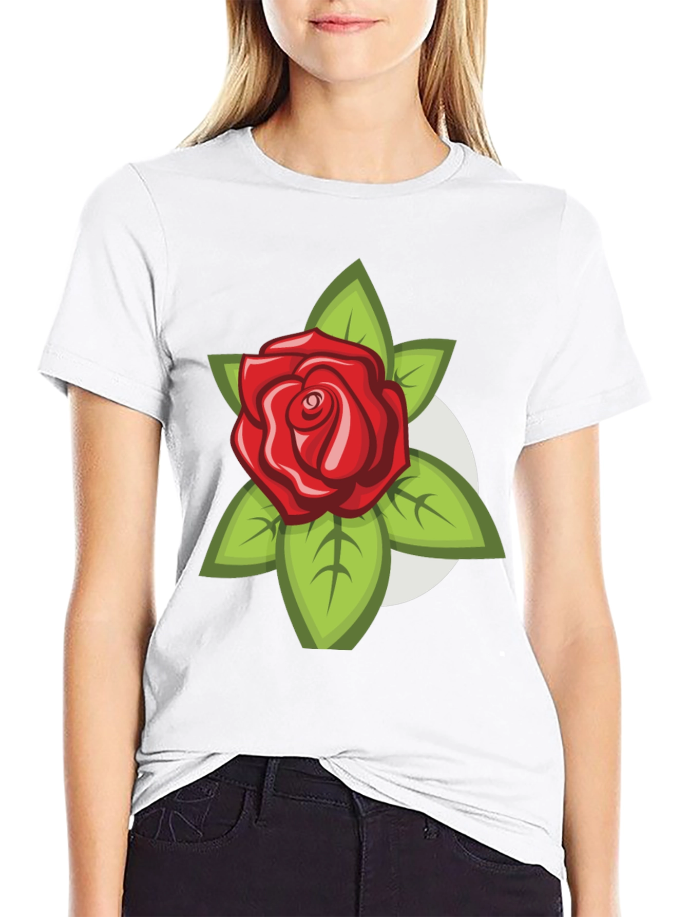 Mens Black T-Shirt with Rose Design