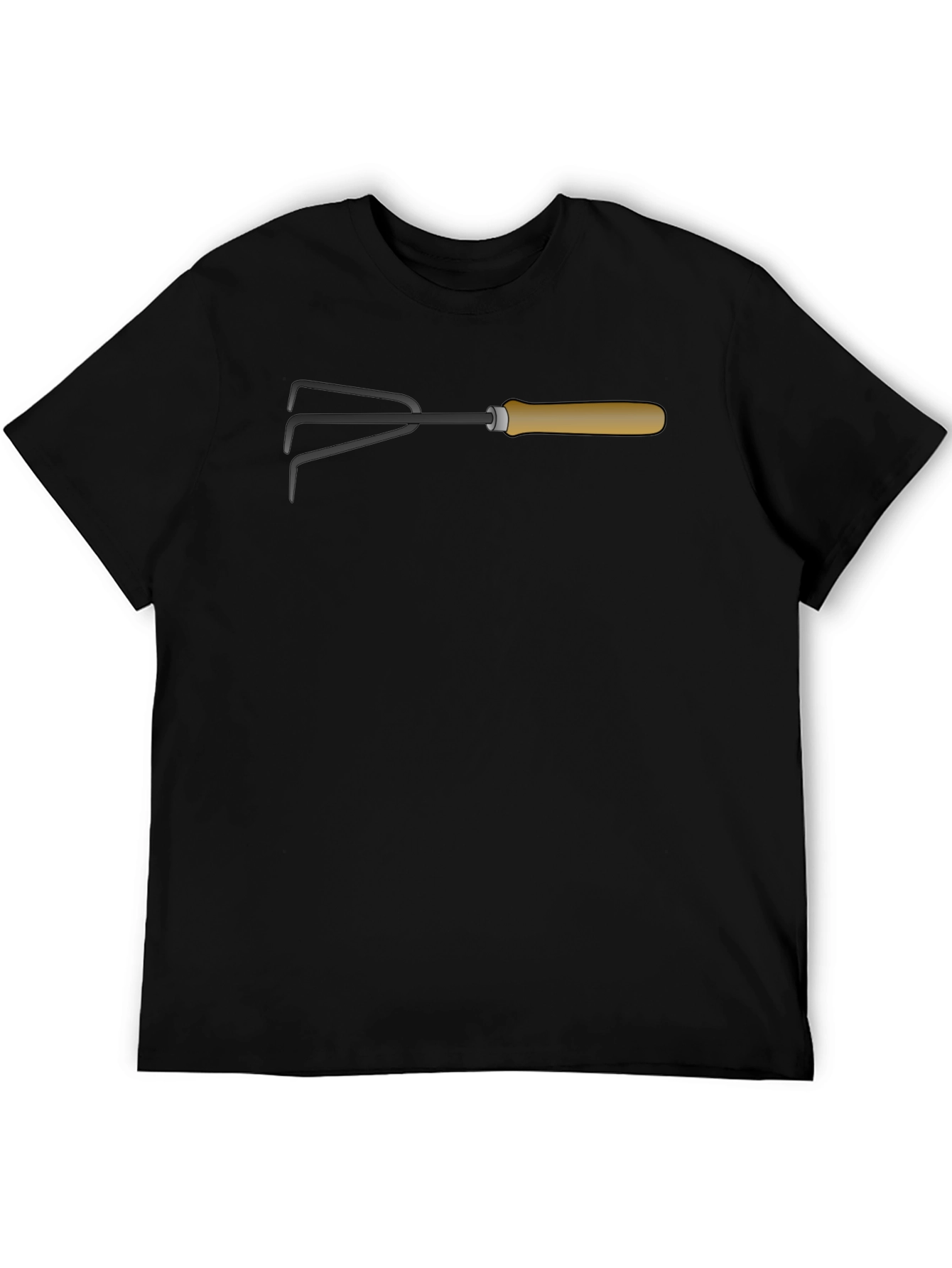 Gardening Hand Rake Graphic Tee - Black Cotton Shirt