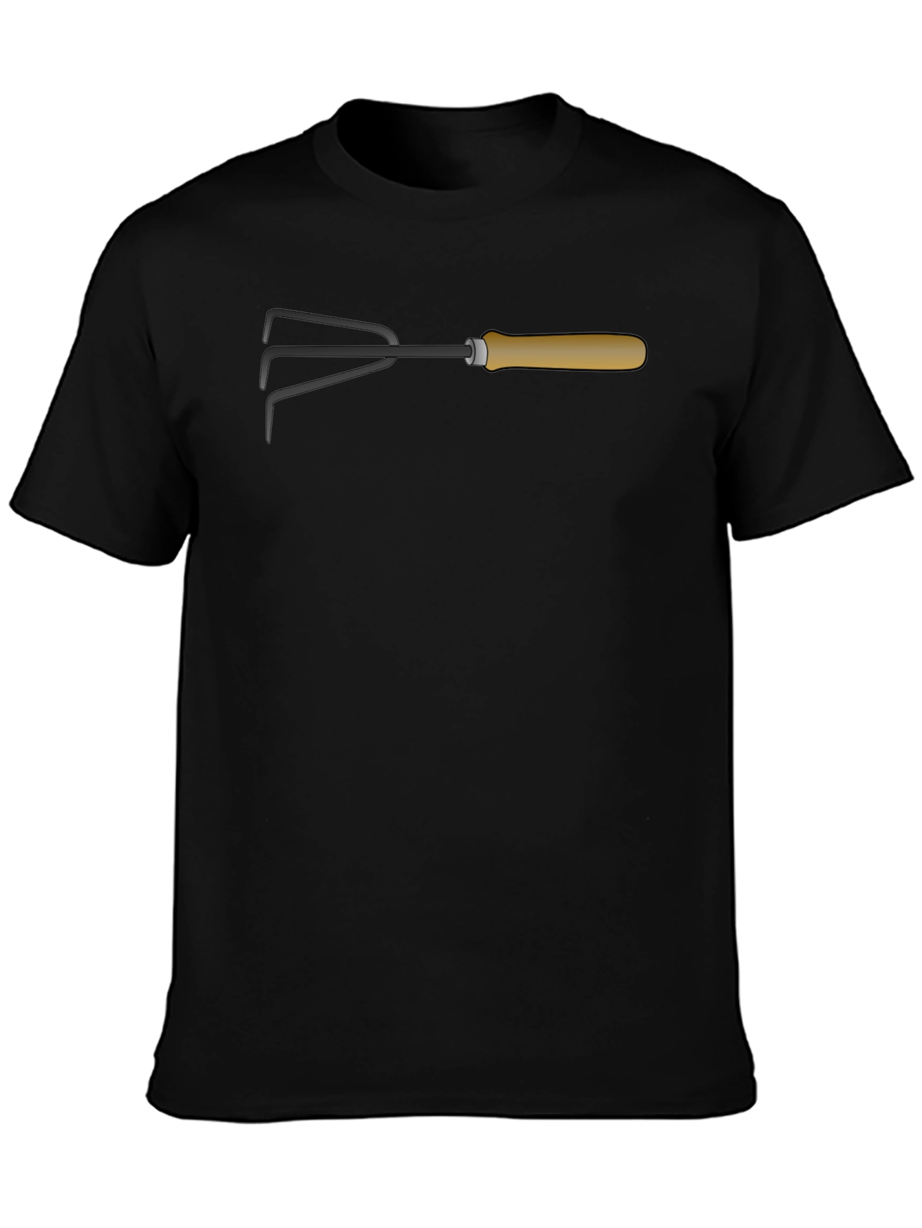 Gardening Hand Rake Graphic Tee - Black Cotton Shirt