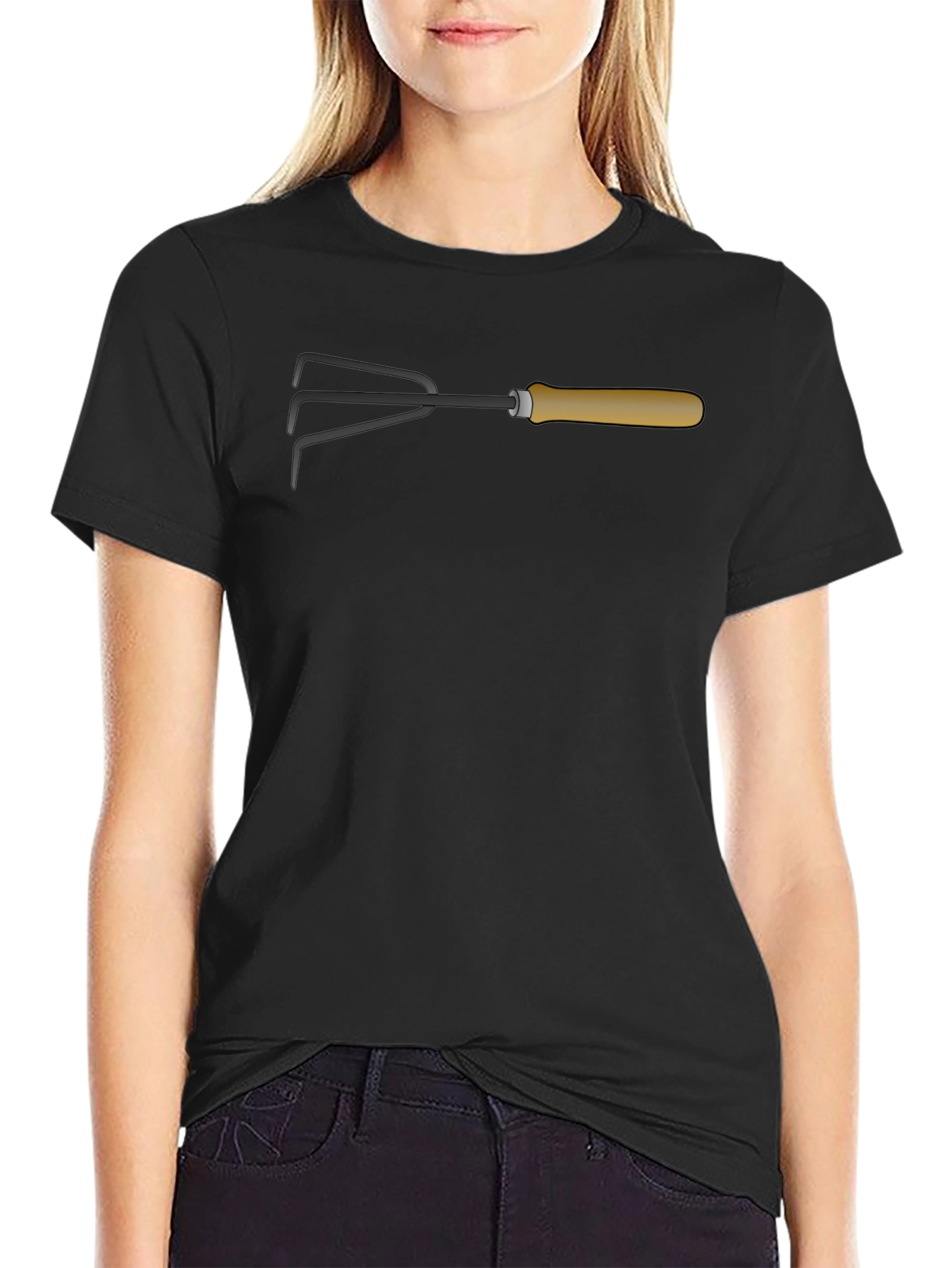 Gardening Hand Rake Graphic Tee - Black Cotton Shirt