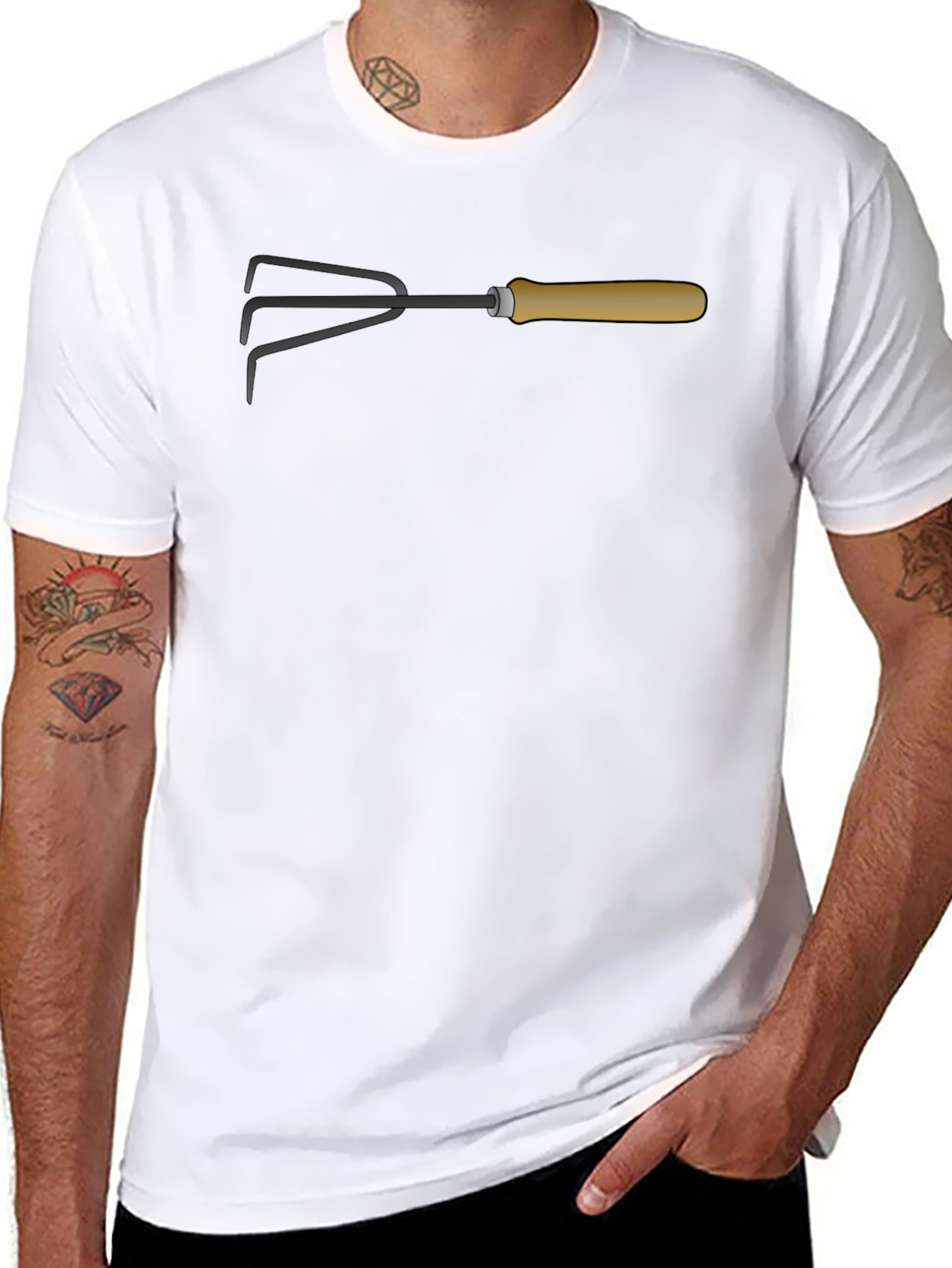 Gardening Hand Rake Graphic Tee - Black Cotton Shirt