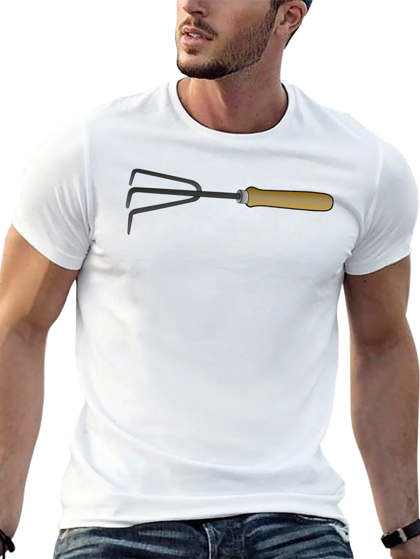 Gardening Hand Rake Graphic Tee - Black Cotton Shirt