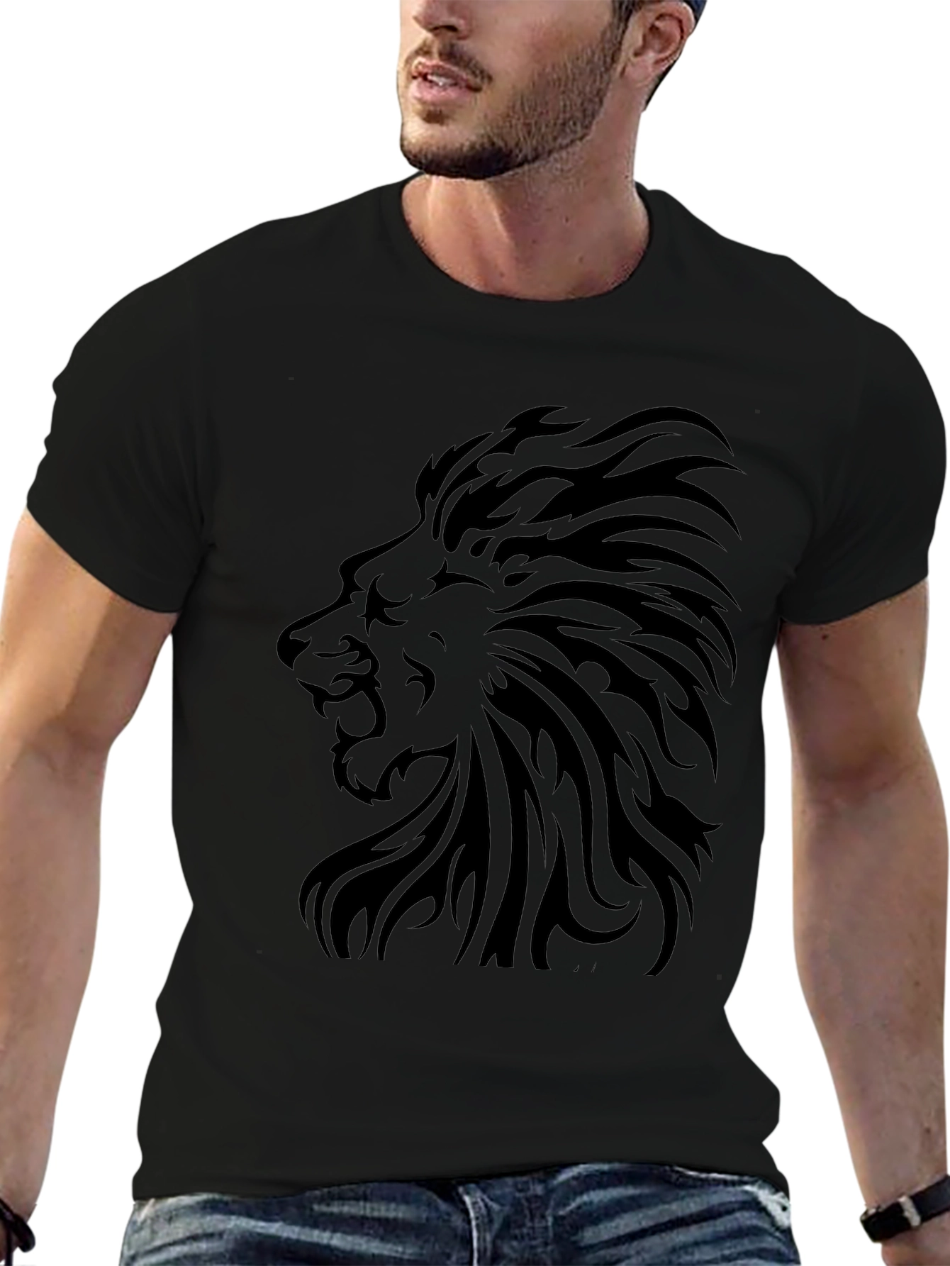 Black Lion Graphic Tee - Mens Fashion