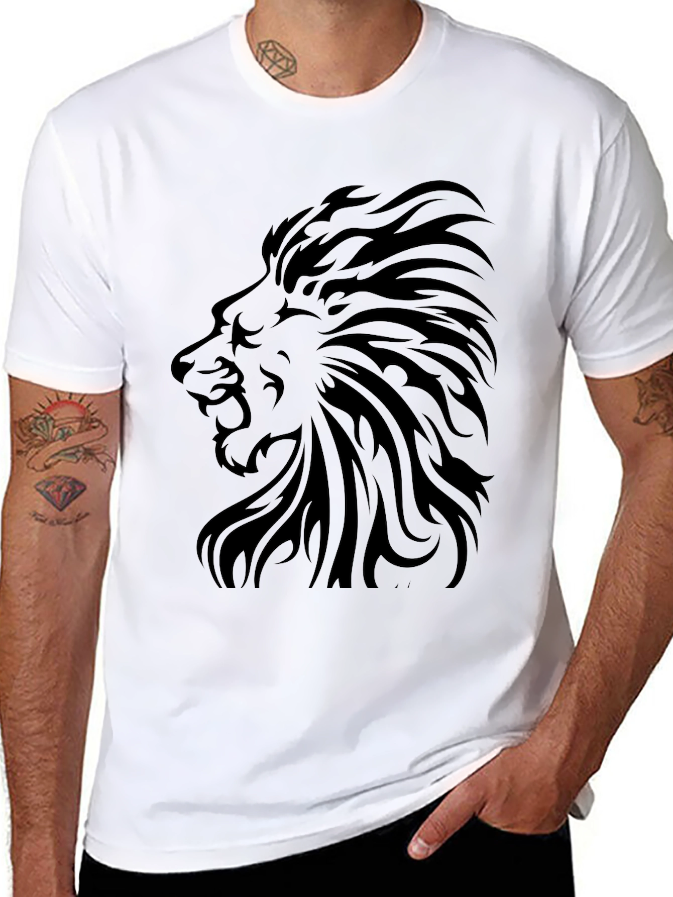 Black Lion Graphic Tee - Mens Fashion