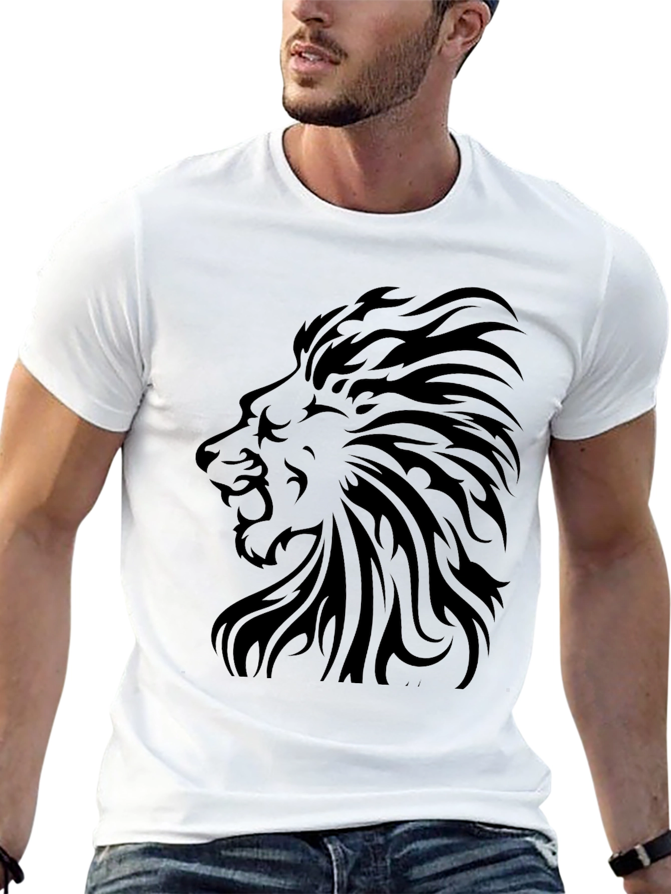 Black Lion Graphic Tee - Mens Fashion