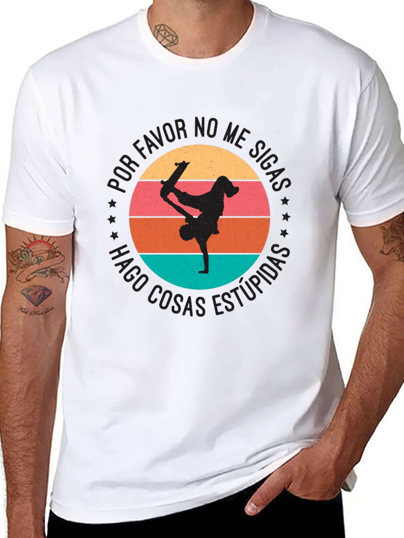 Skateboard Stunts Graphic Tee - Funny Spanish Quote