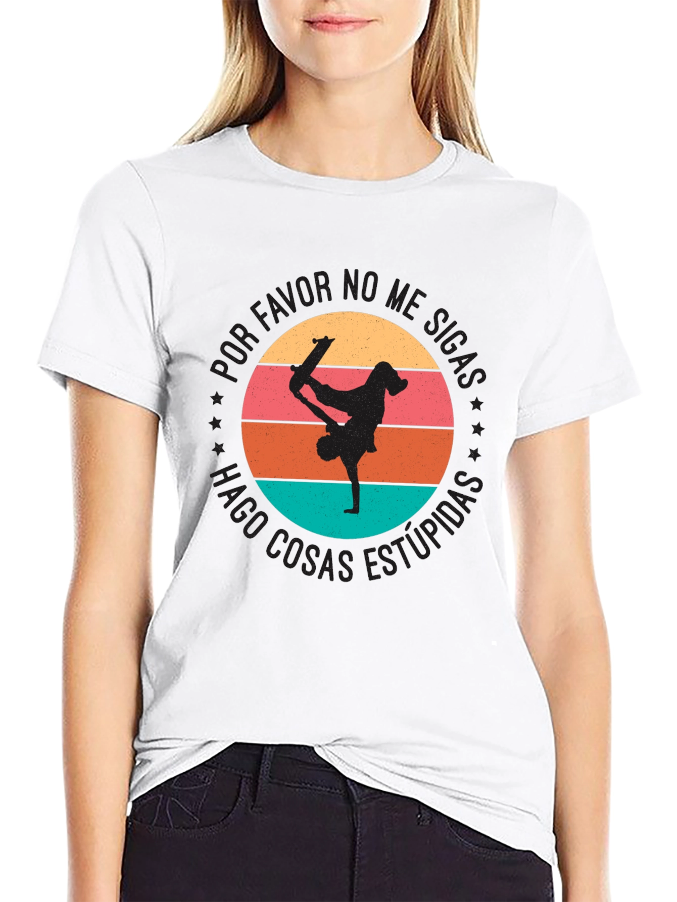 Skateboard Stunts Graphic Tee - Funny Spanish Quote