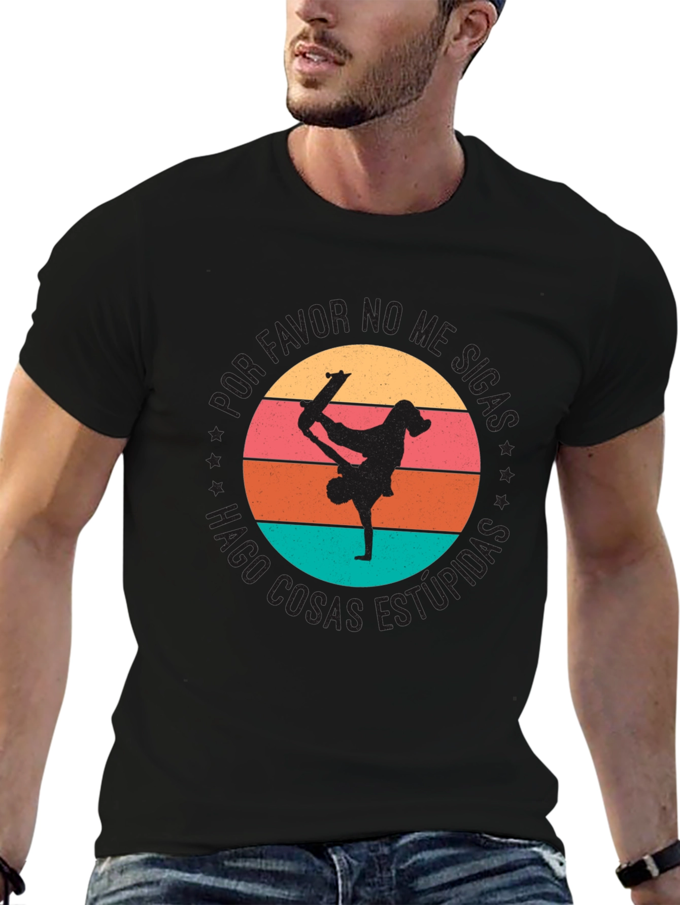 Skateboard Stunts Graphic Tee - Funny Spanish Quote