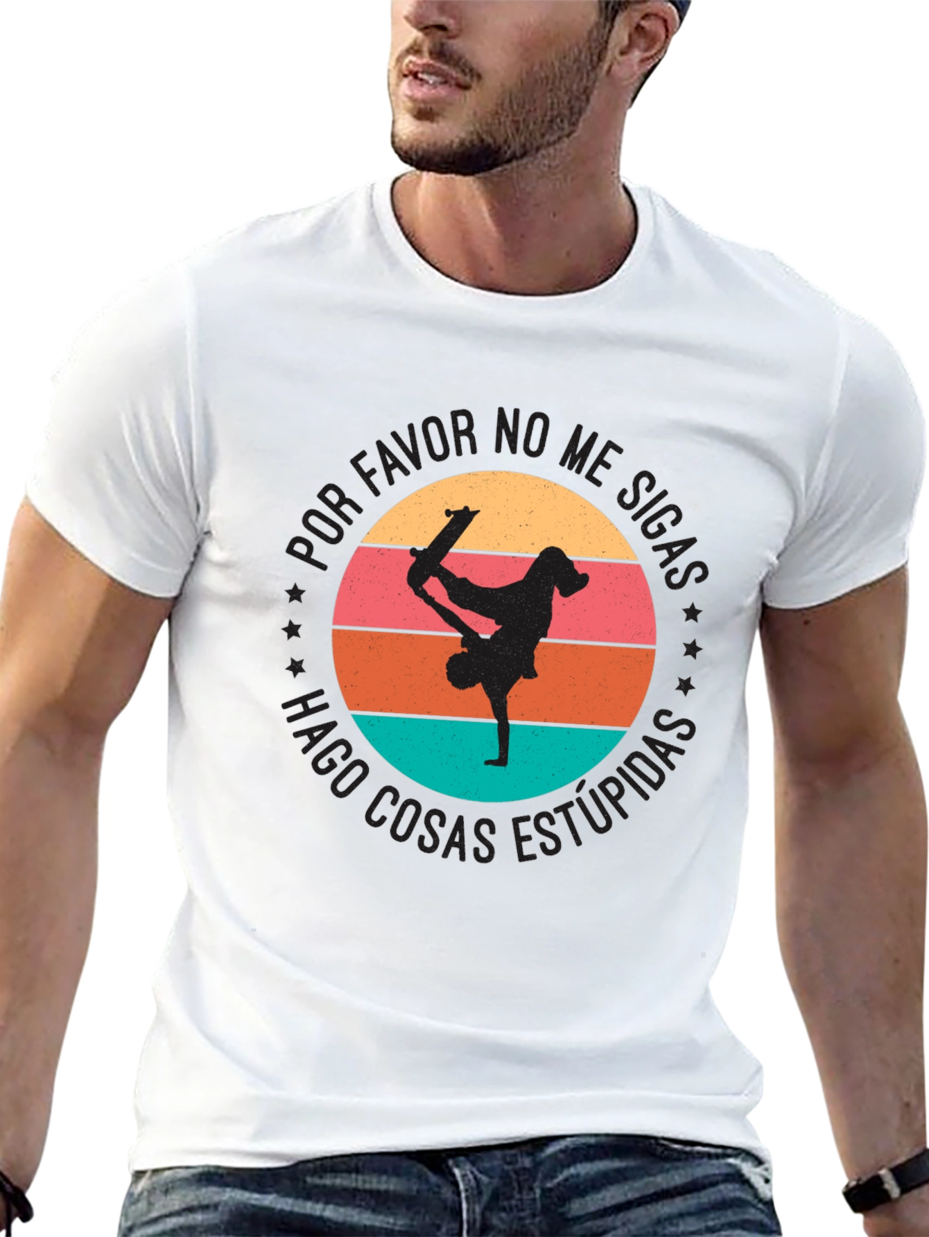 Skateboard Stunts Graphic Tee - Funny Spanish Quote